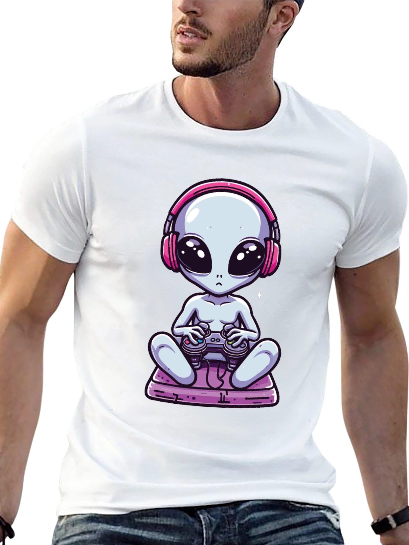 Alien Gamer T-Shirt - Black Cotton Tee