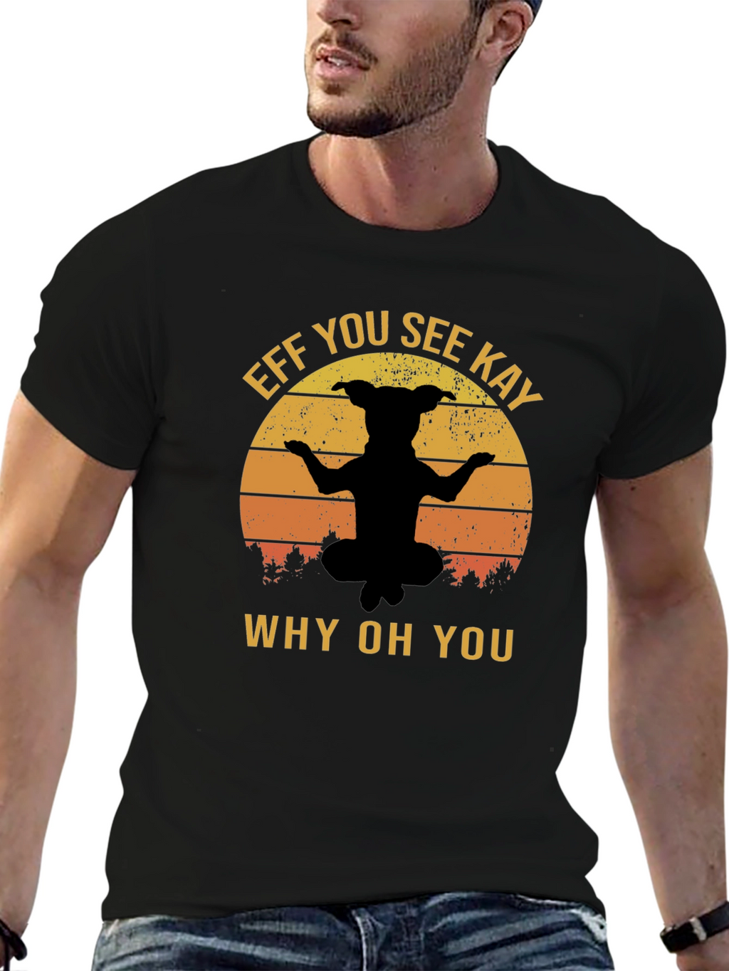 Eff You See Kay Dog Yoga Black T-Shirt