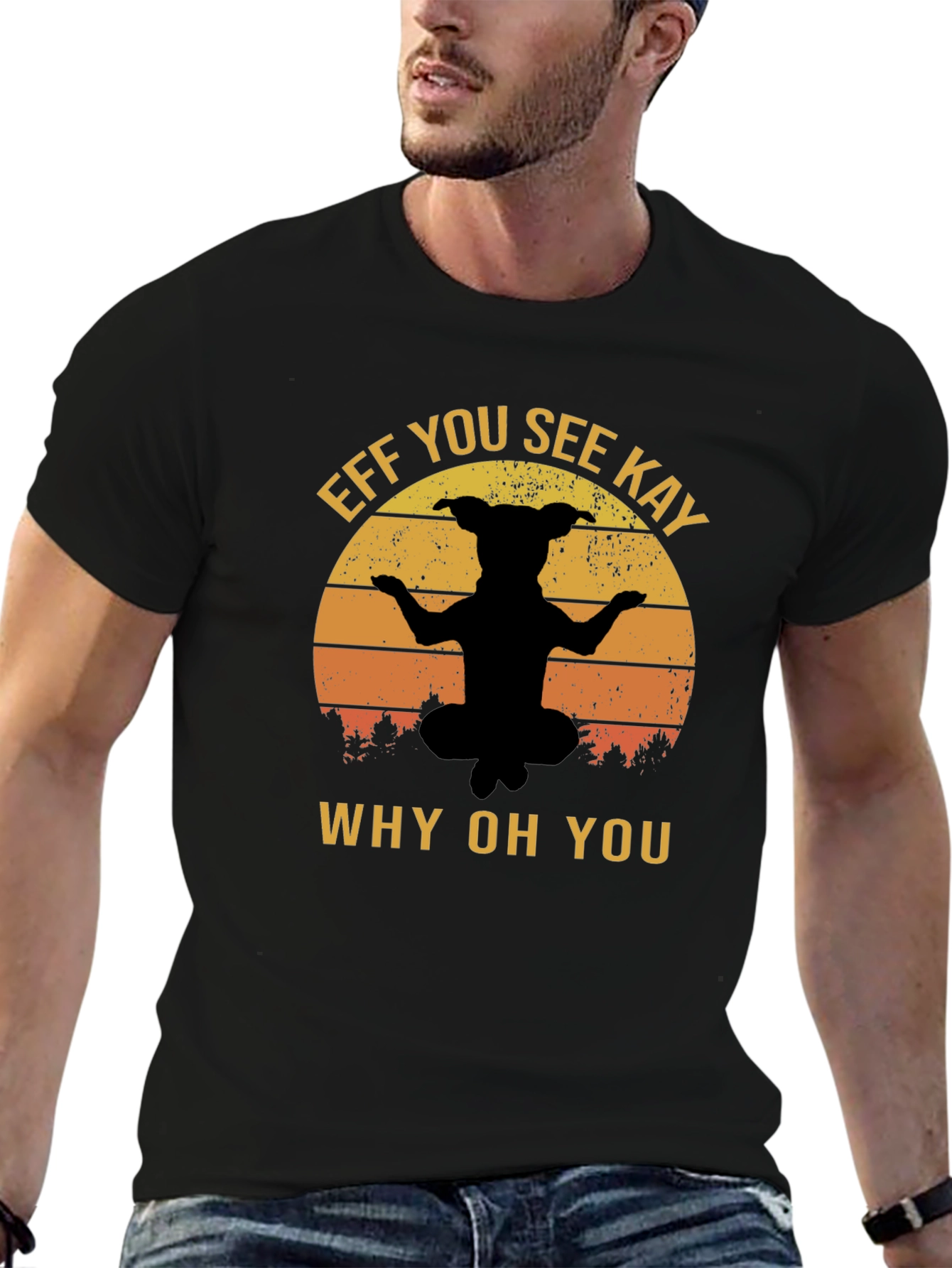 Eff You See Kay Dog Yoga Black T-Shirt