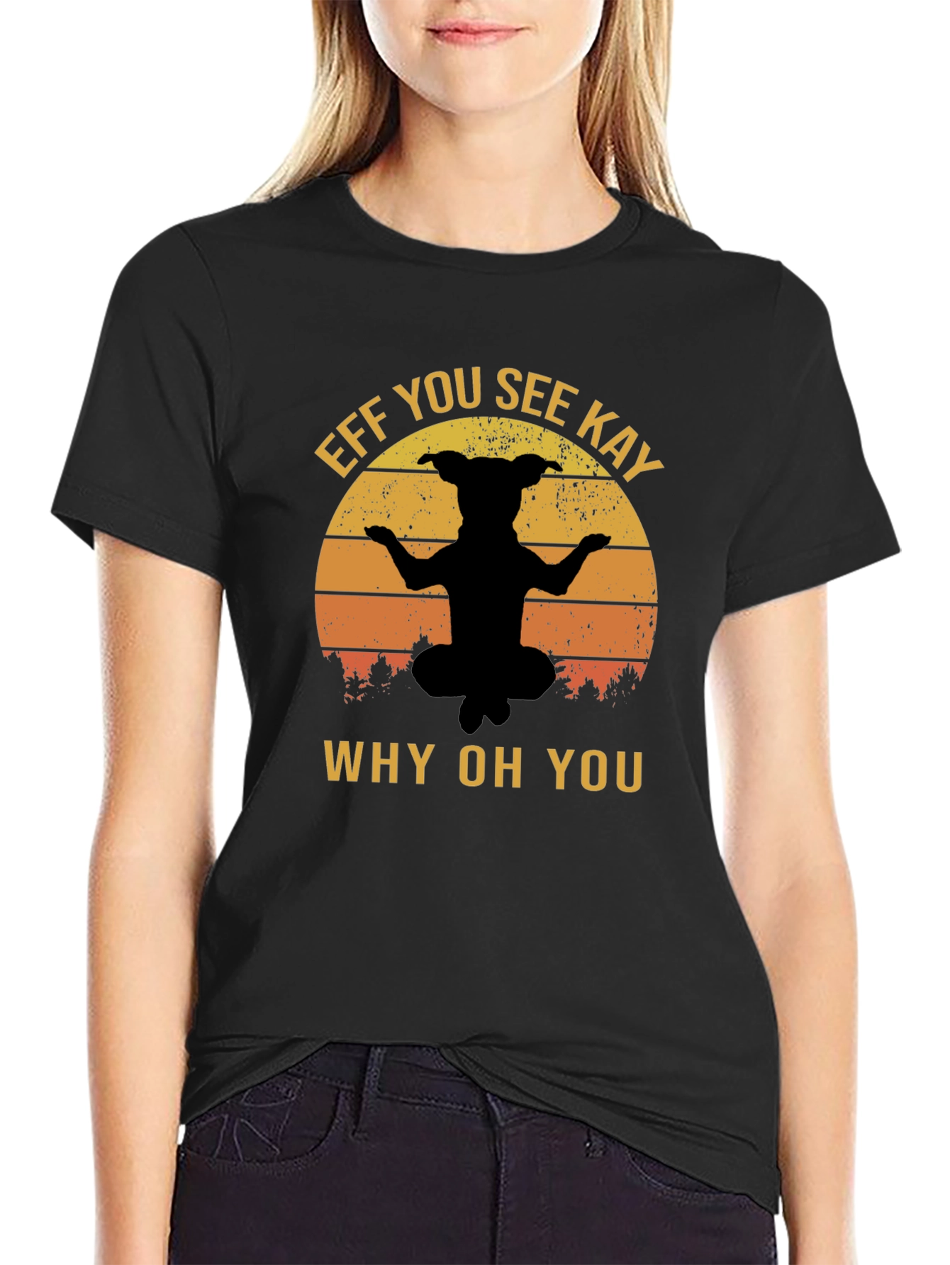 Eff You See Kay Dog Yoga Black T-Shirt
