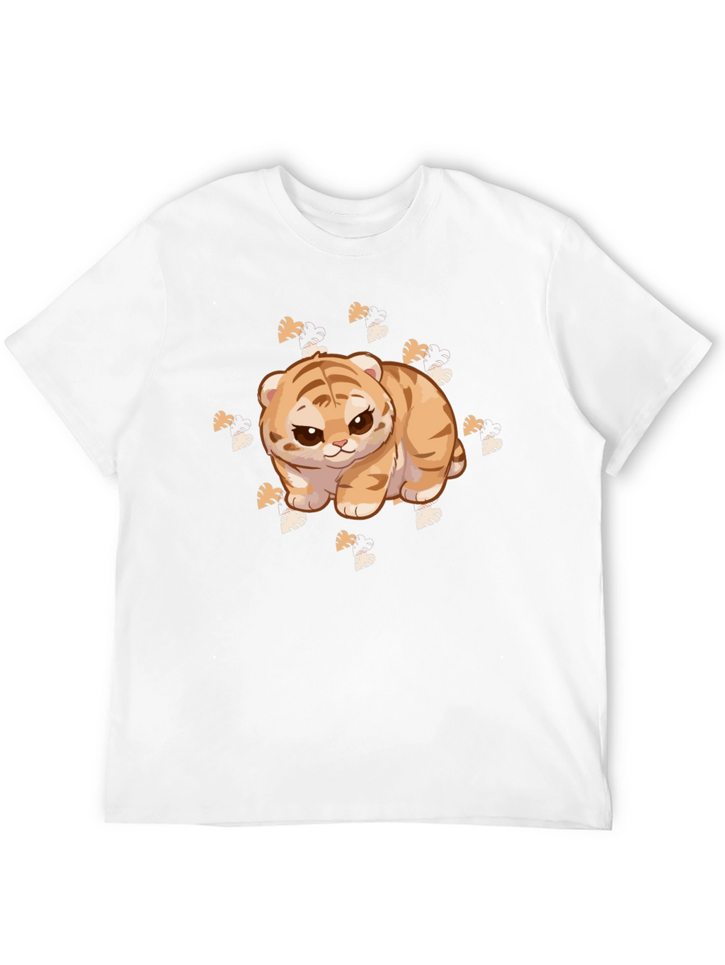 Cute Tiger Cub Graphic Print Black T-Shirt