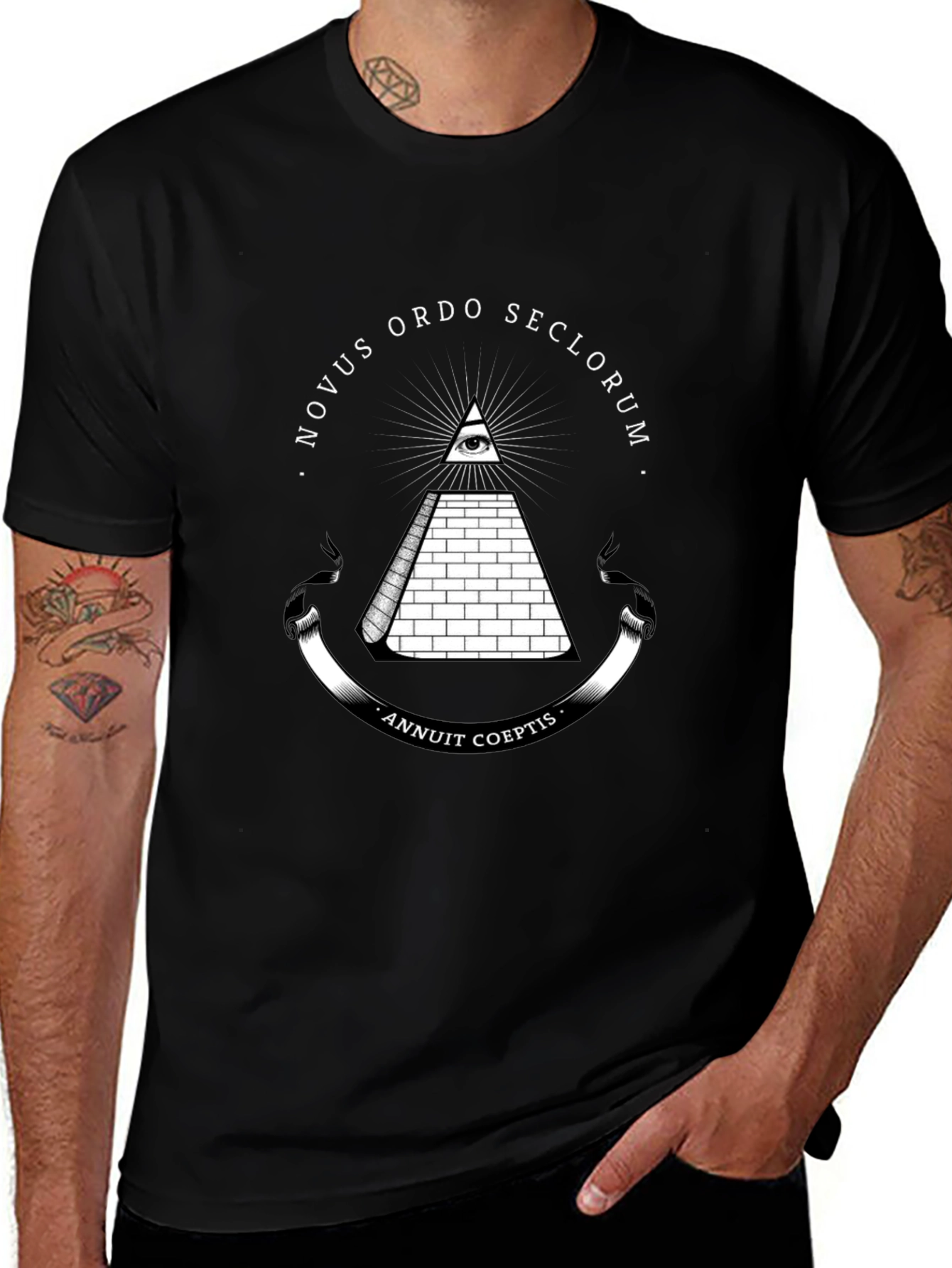 All-Seeing Eye Pyramid Graphic Tee - Black