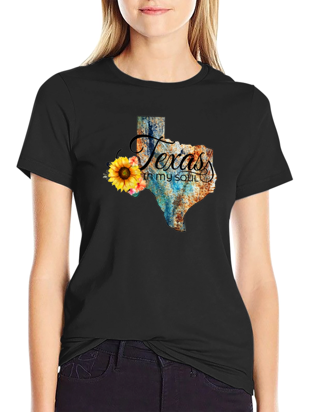 Texas in My Soul Black Cotton T-Shirt