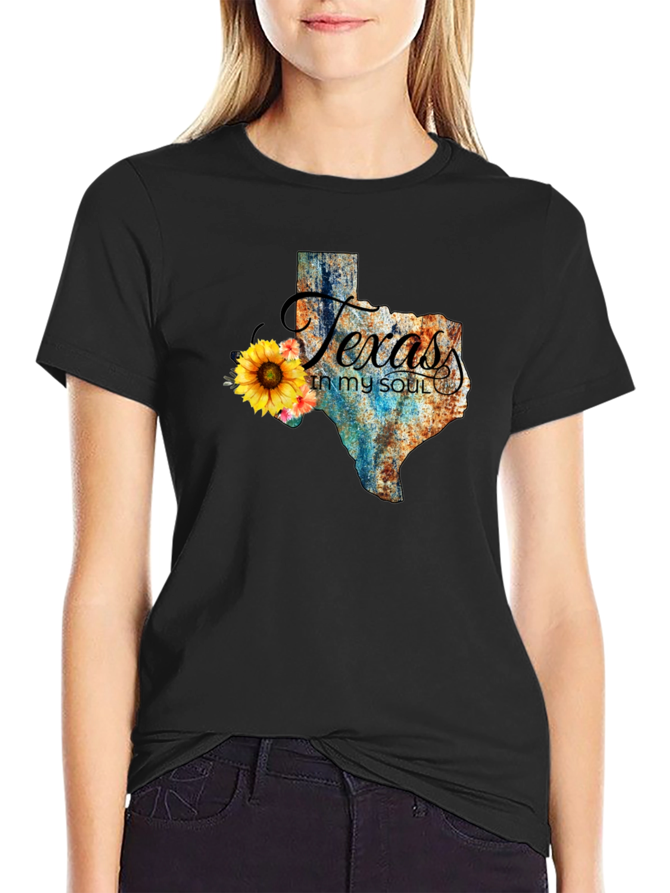 Texas in My Soul Black Cotton T-Shirt