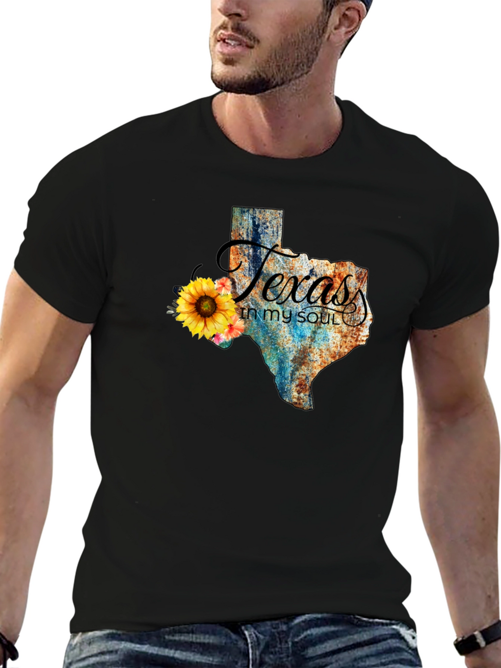 Texas in My Soul Black Cotton T-Shirt