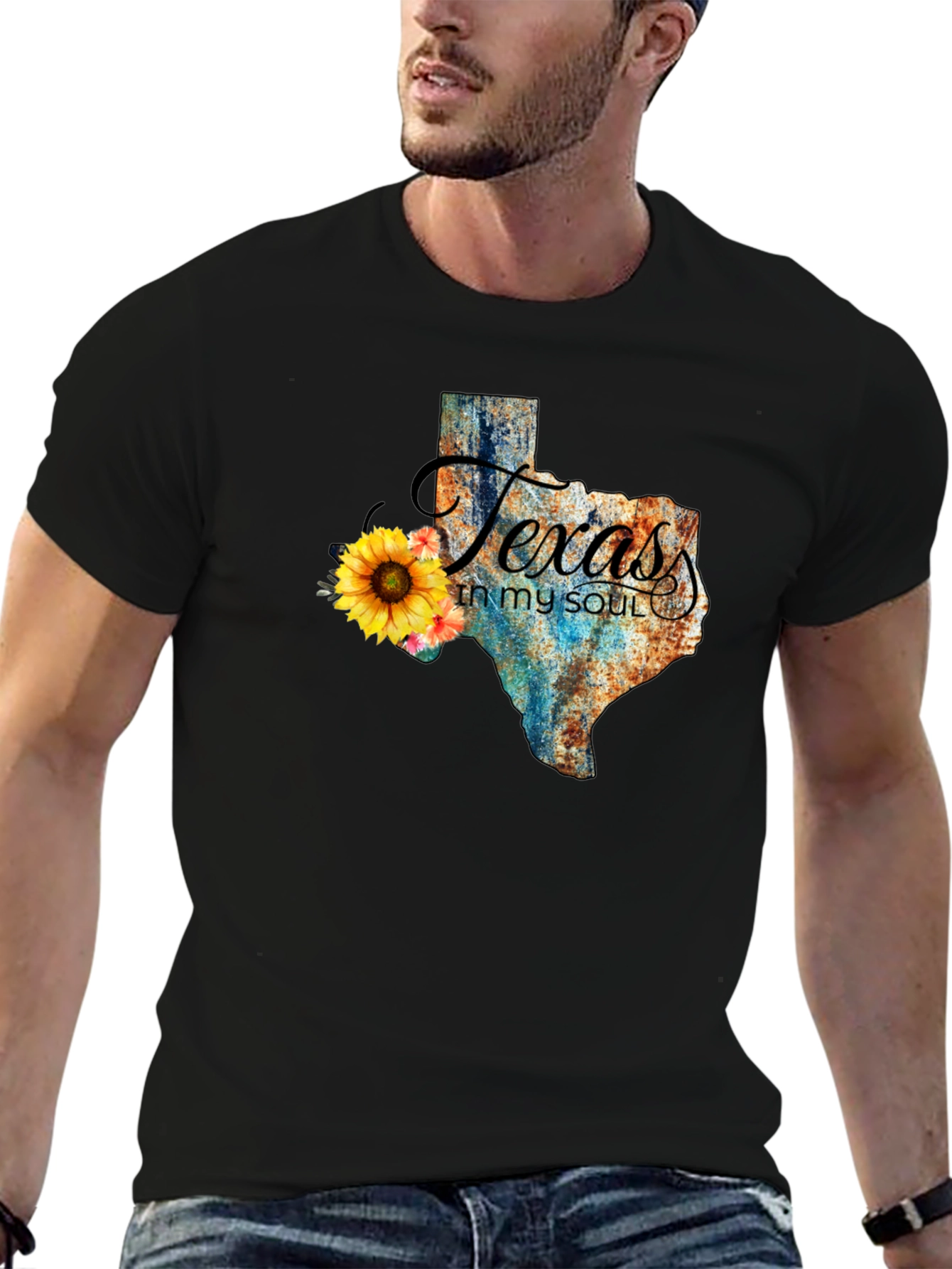 Texas in My Soul Black Cotton T-Shirt