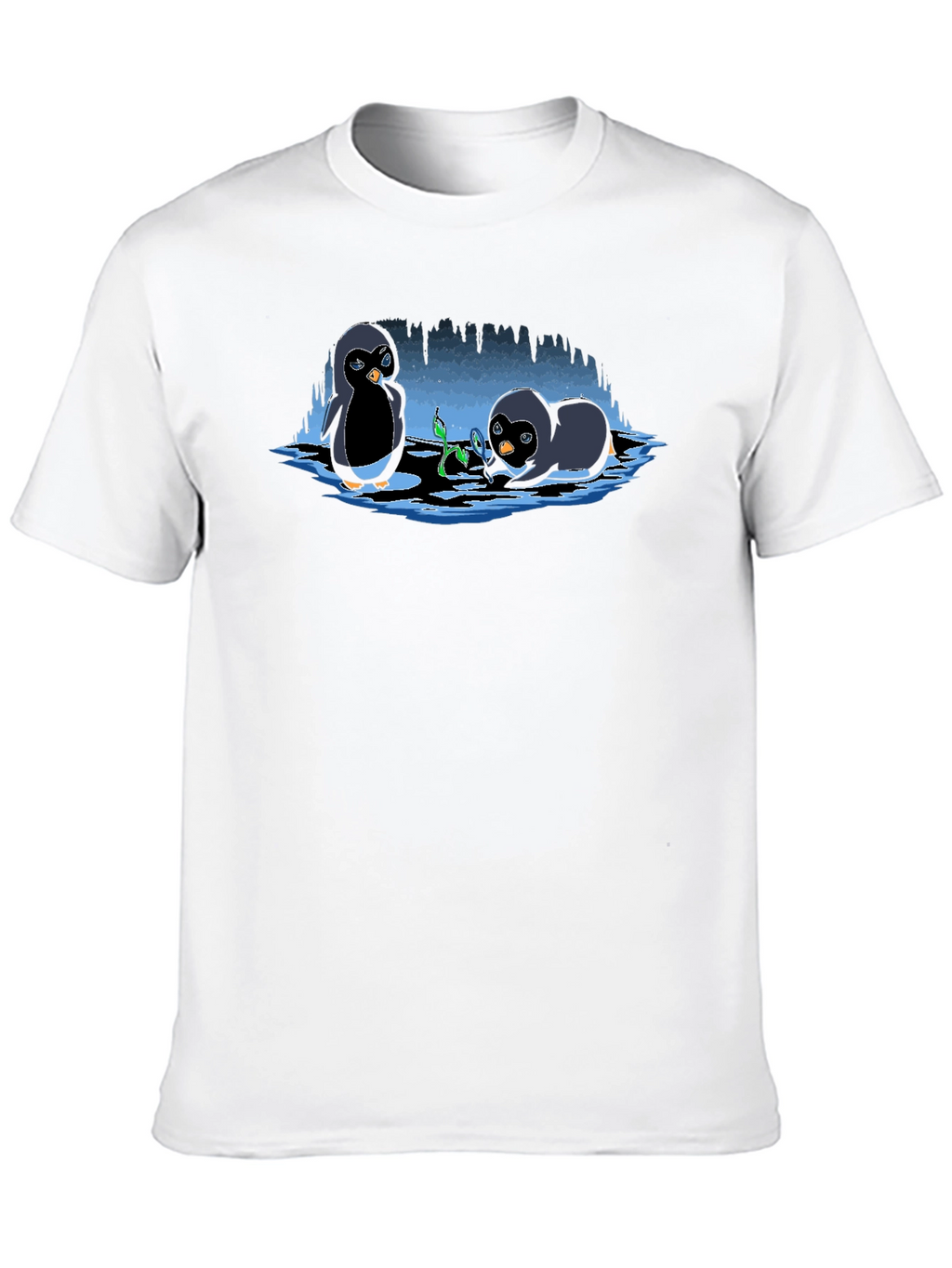 Penguin Plant T-Shirt - Cute Cartoon Design