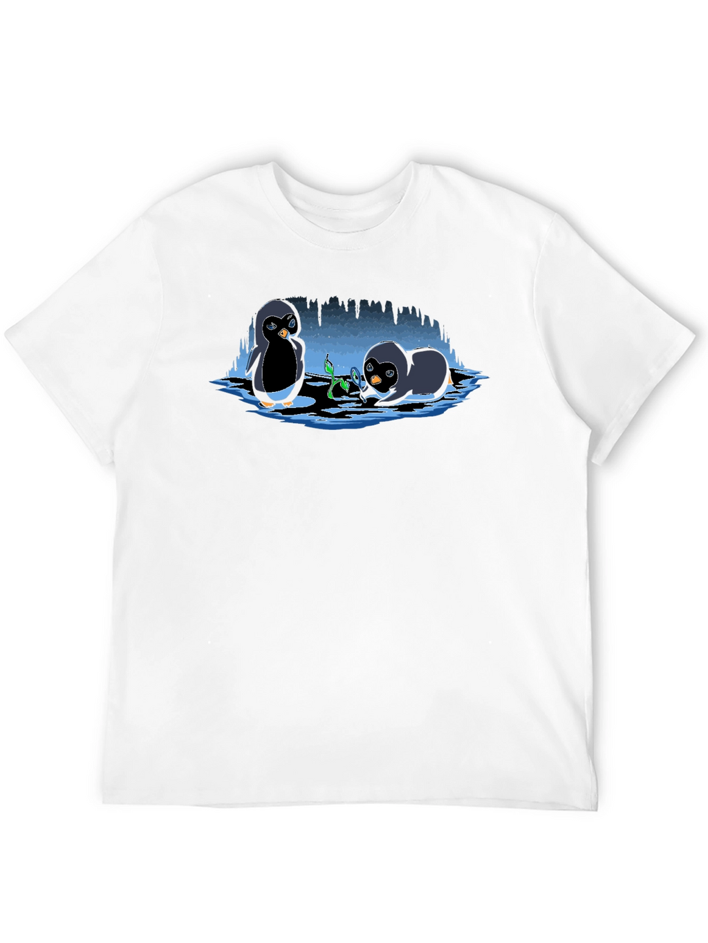 Penguin Plant T-Shirt - Cute Cartoon Design