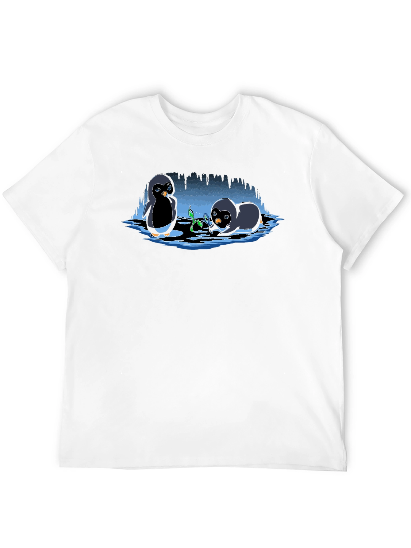 Penguin Plant T-Shirt - Cute Cartoon Design