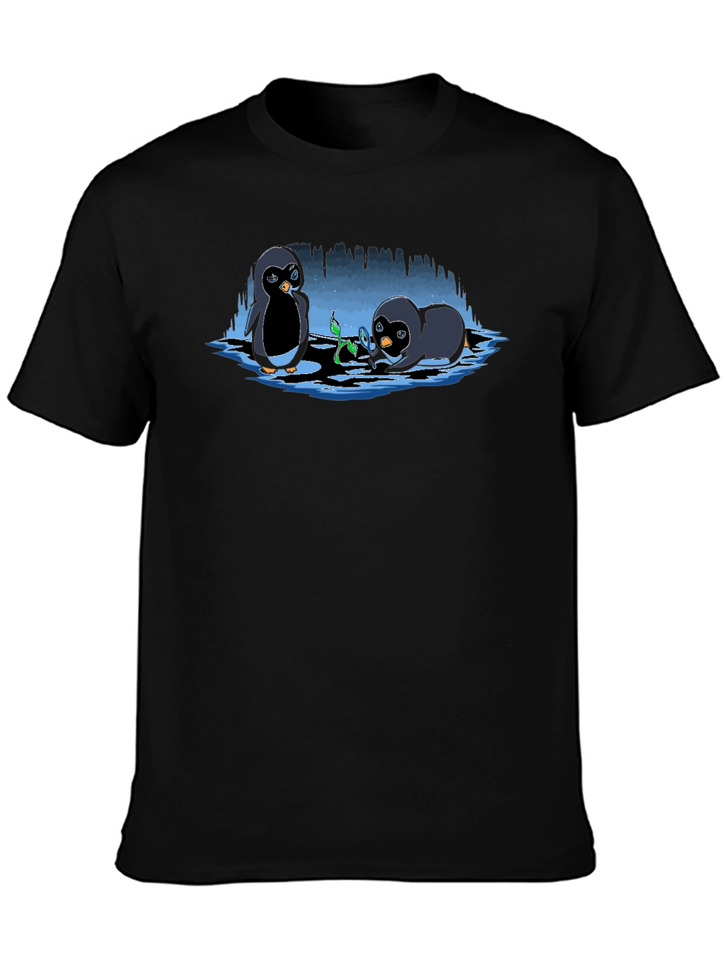 Penguin Plant T-Shirt - Cute Cartoon Design