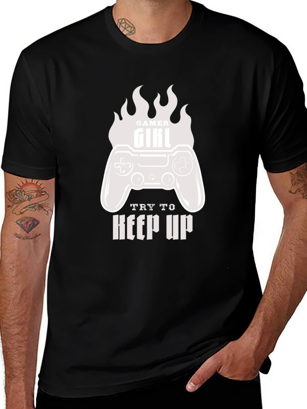 Gamer Girl Try To Keep Up Black T-Shirt