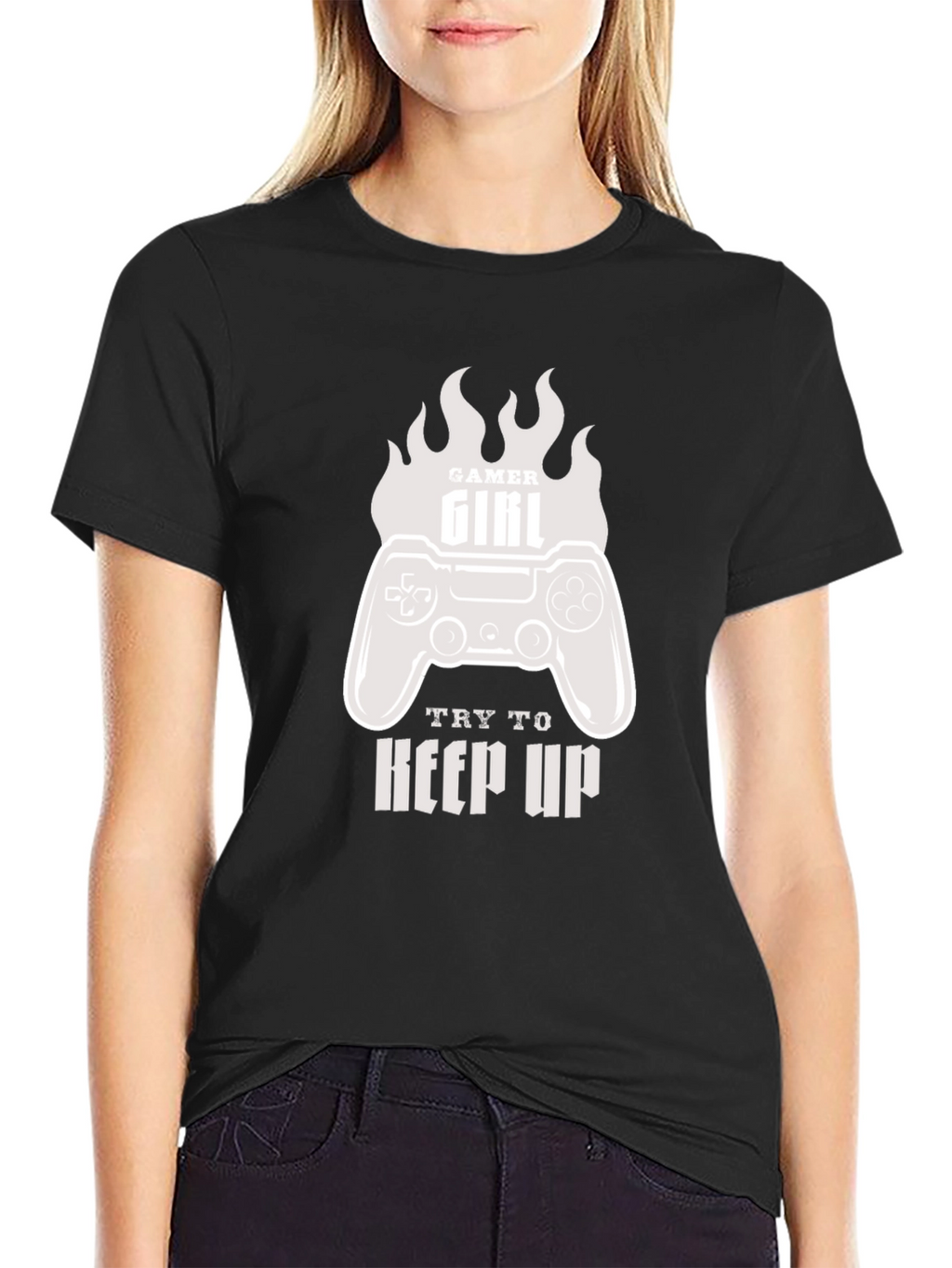 Gamer Girl Try To Keep Up Black T-Shirt
