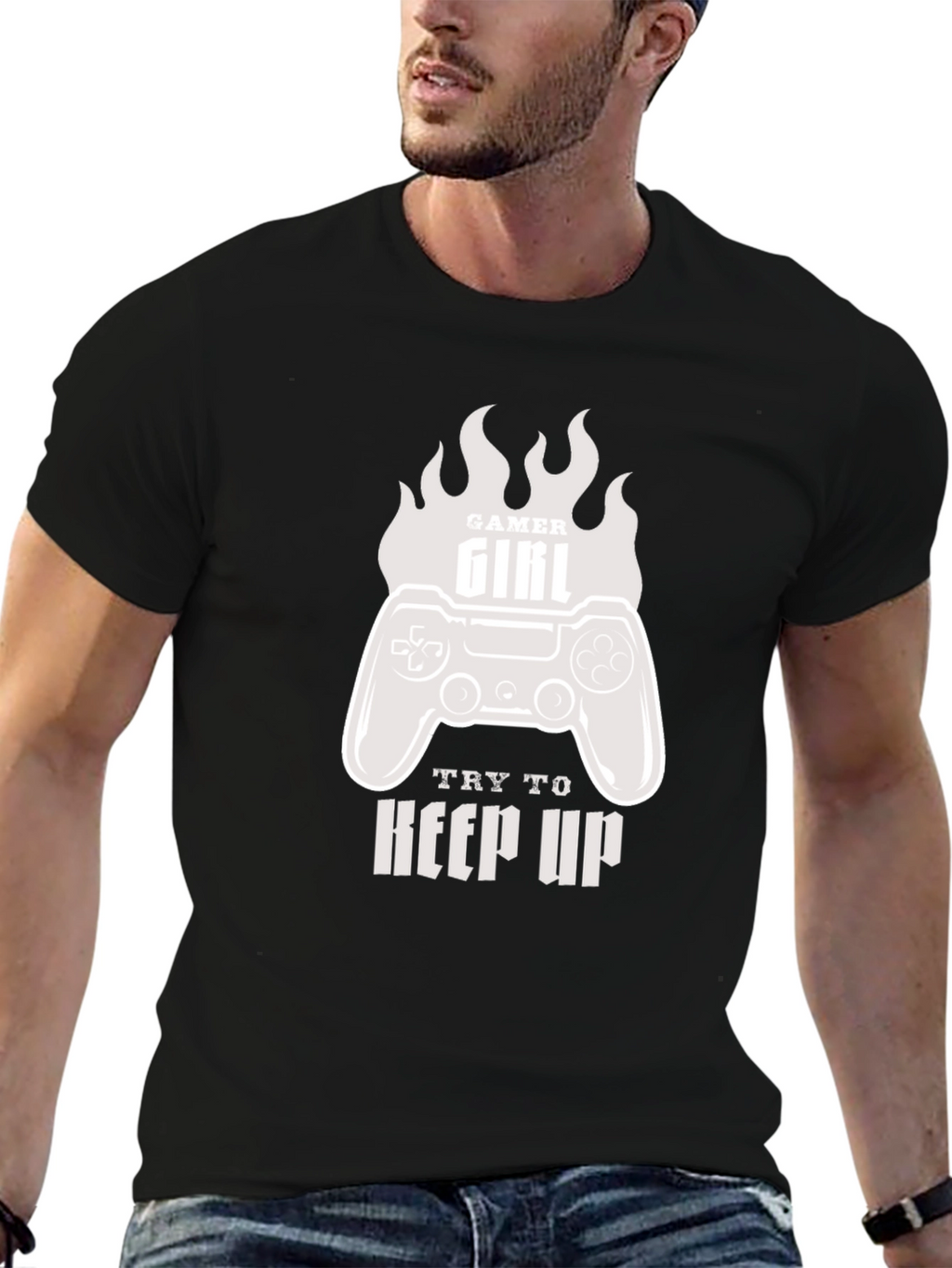 Gamer Girl Try To Keep Up Black T-Shirt