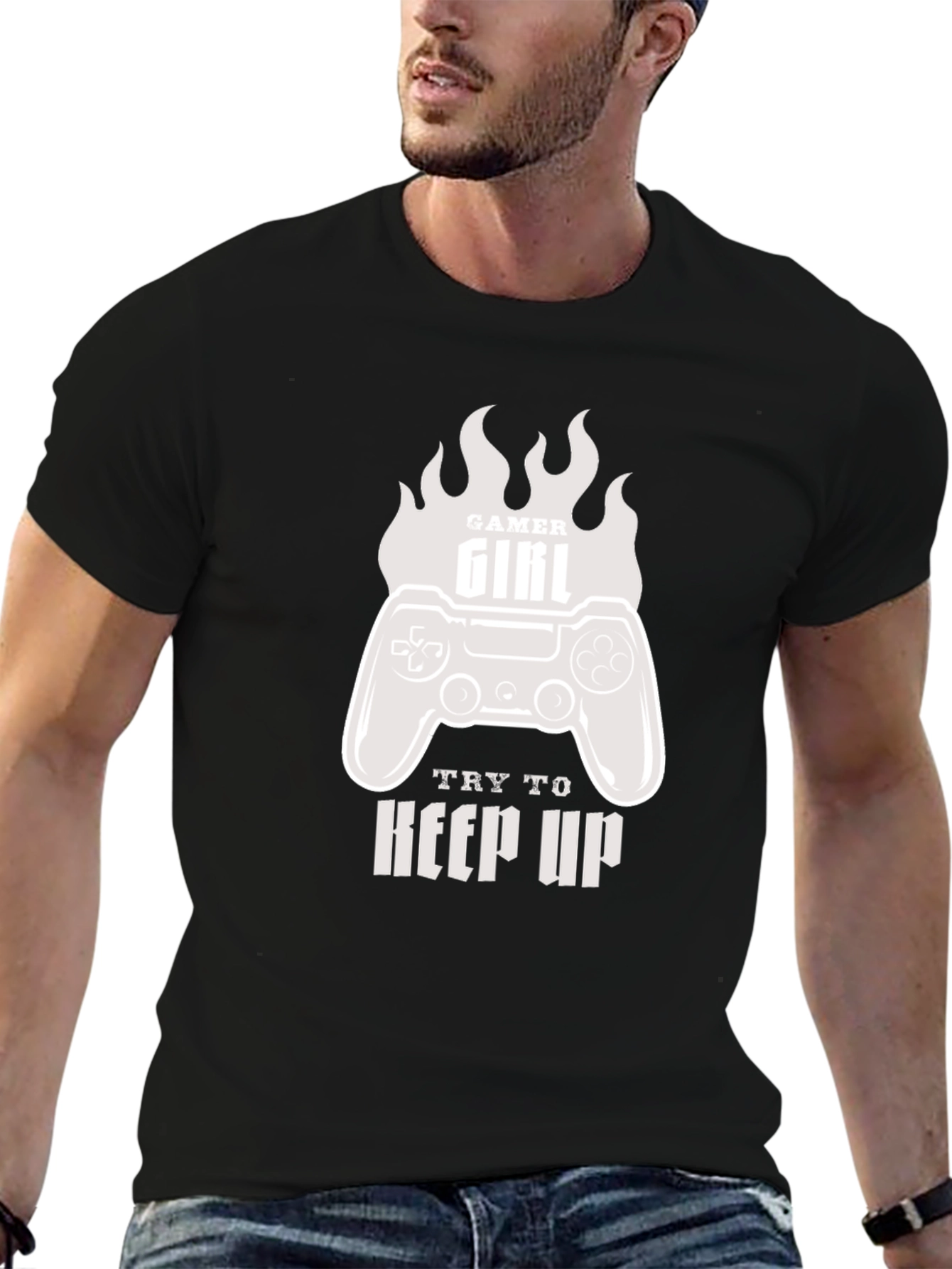 Gamer Girl Try To Keep Up Black T-Shirt