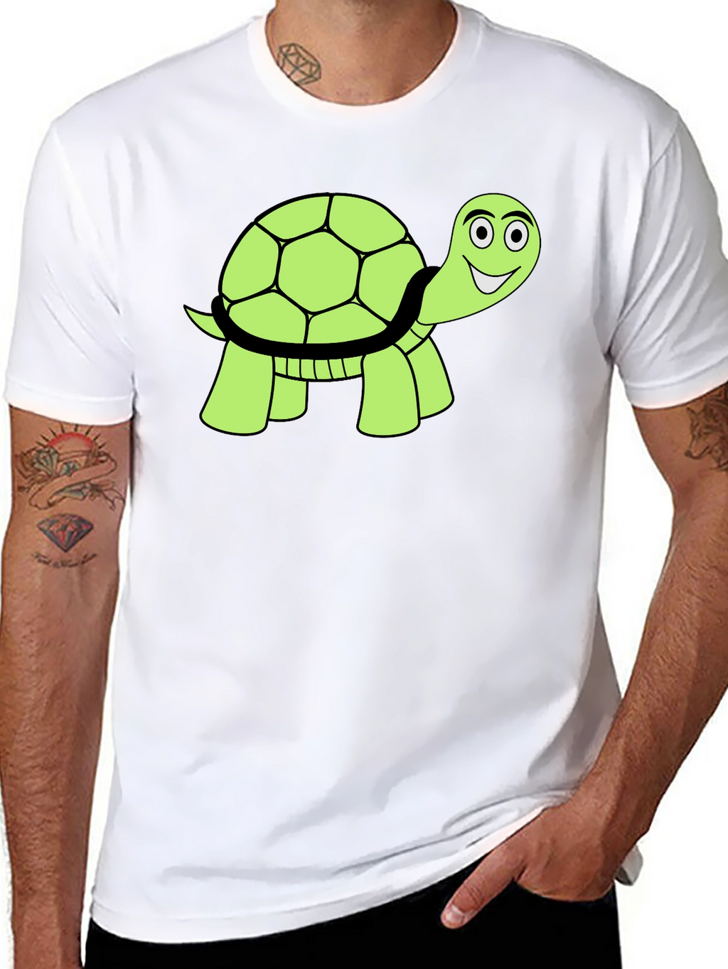 Cute Turtle Graphic T-Shirt - Black Cotton Tee