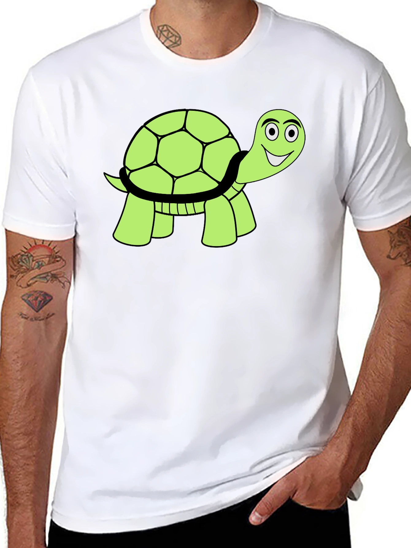 Cute Turtle Graphic T-Shirt - Black Cotton Tee
