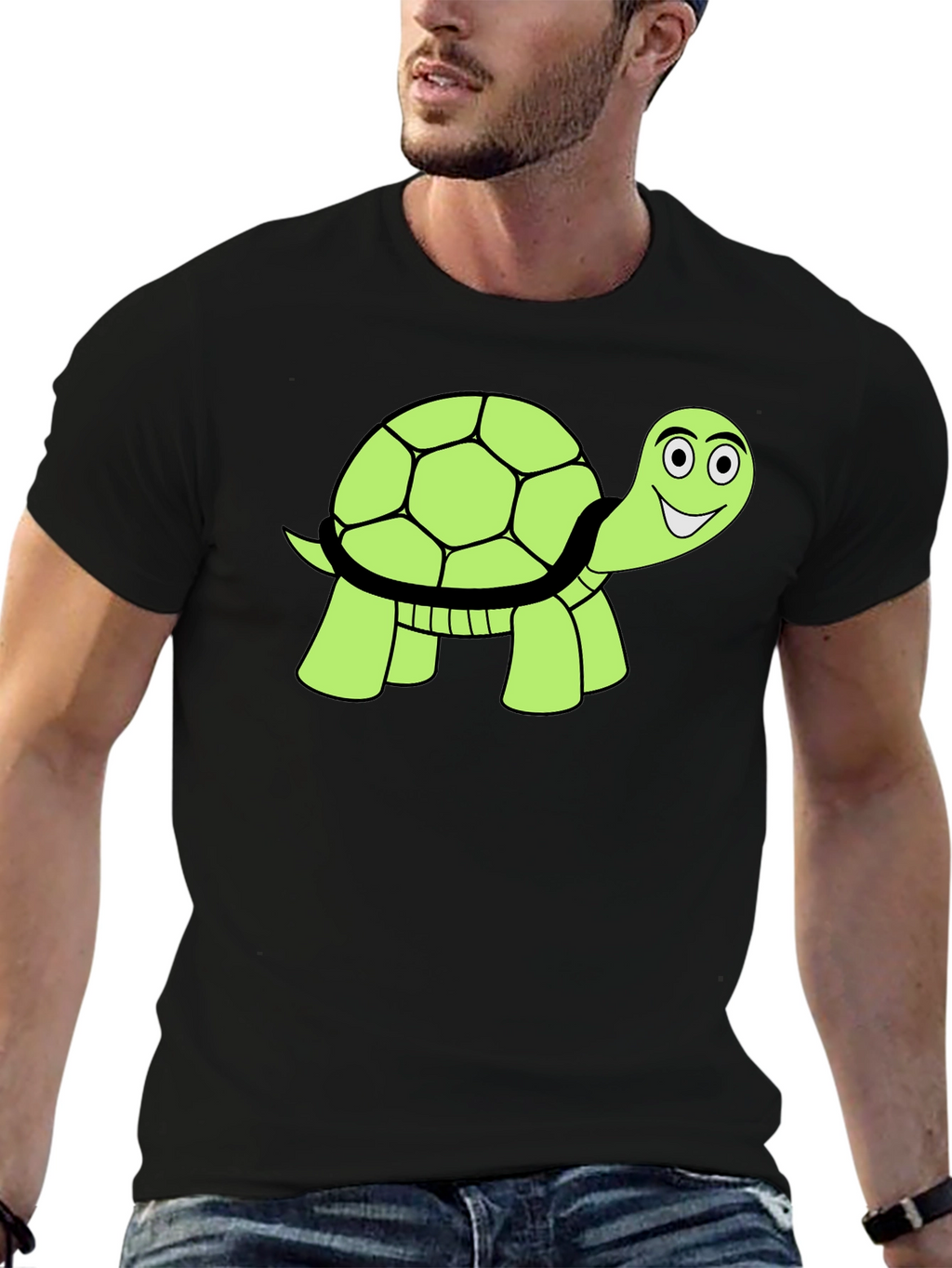 Cute Turtle Graphic T-Shirt - Black Cotton Tee