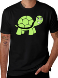 Cute Turtle Graphic T-Shirt - Black Cotton Tee