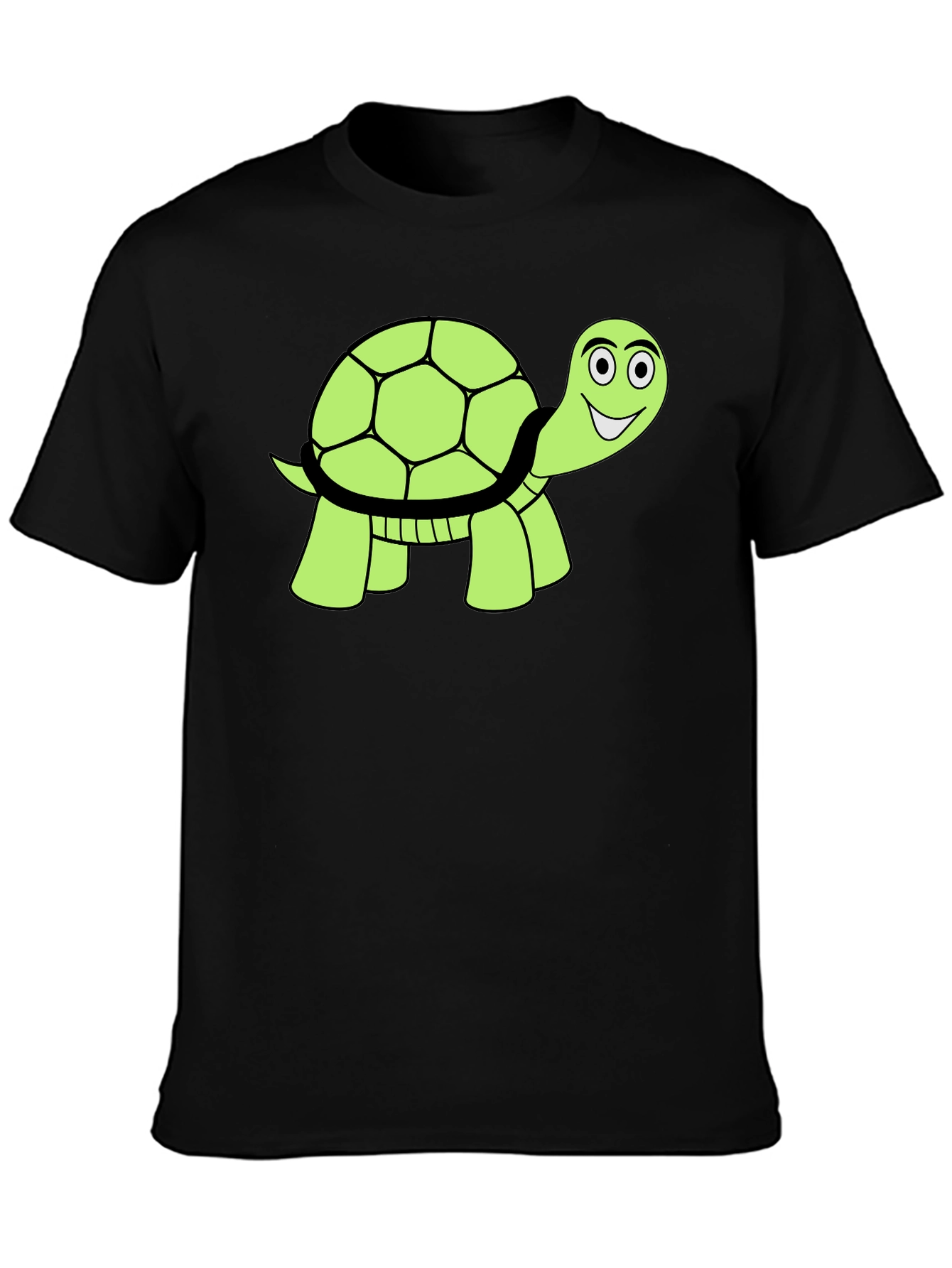 Cute Turtle Graphic T-Shirt - Black Cotton Tee