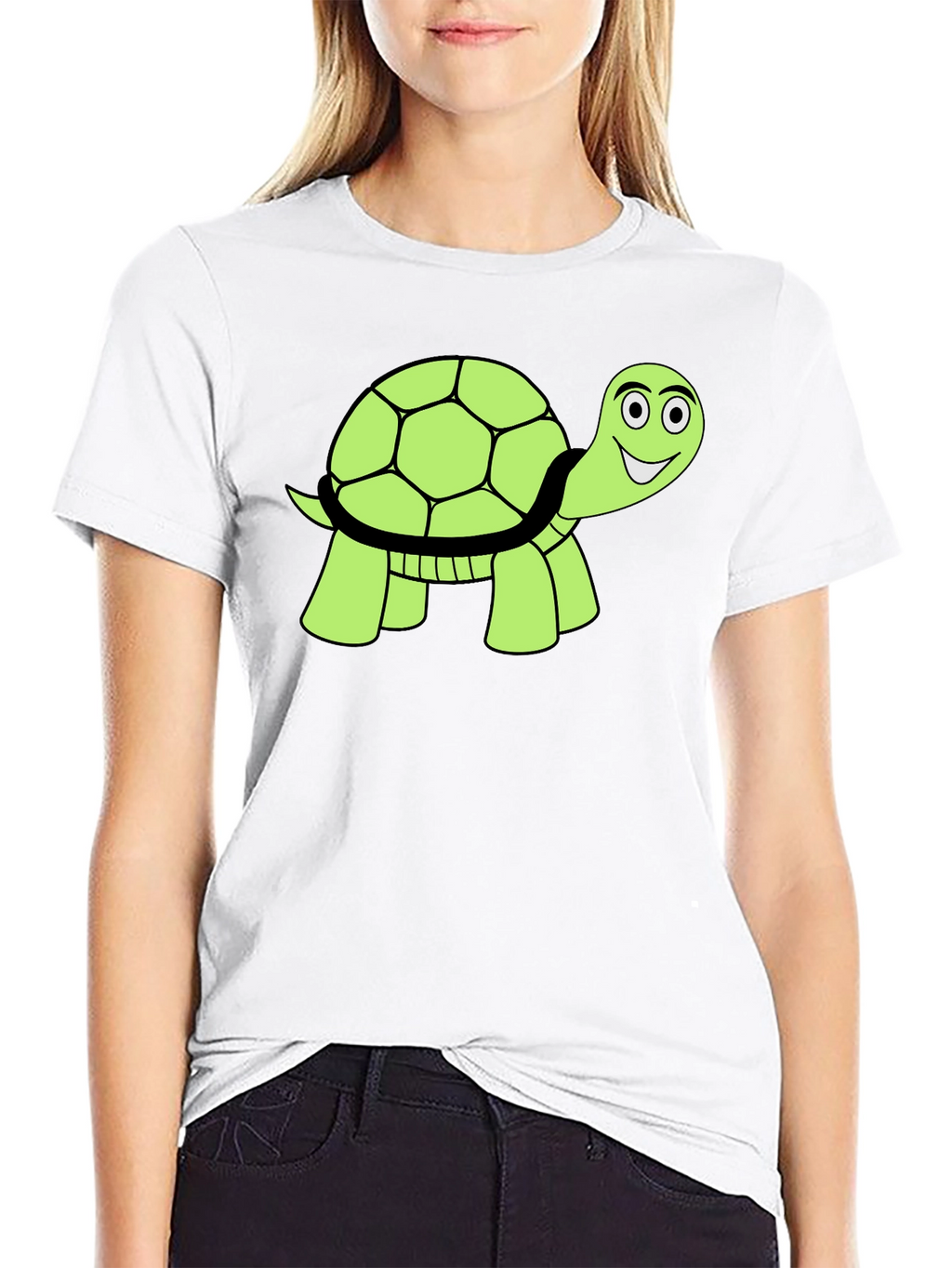 Cute Turtle Graphic T-Shirt - Black Cotton Tee