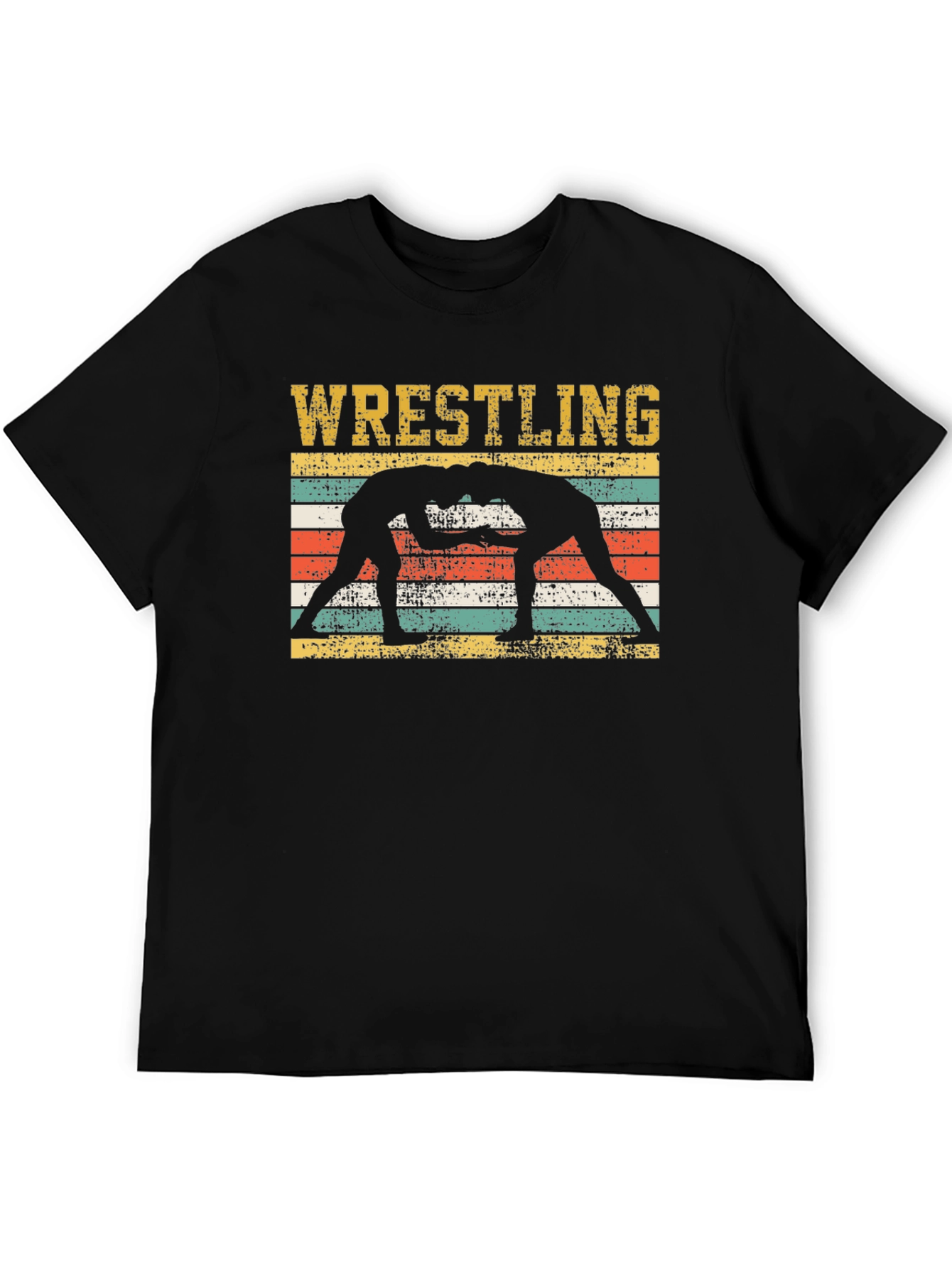 Wrestling Silhouette Graphic Tee - Vintage Style