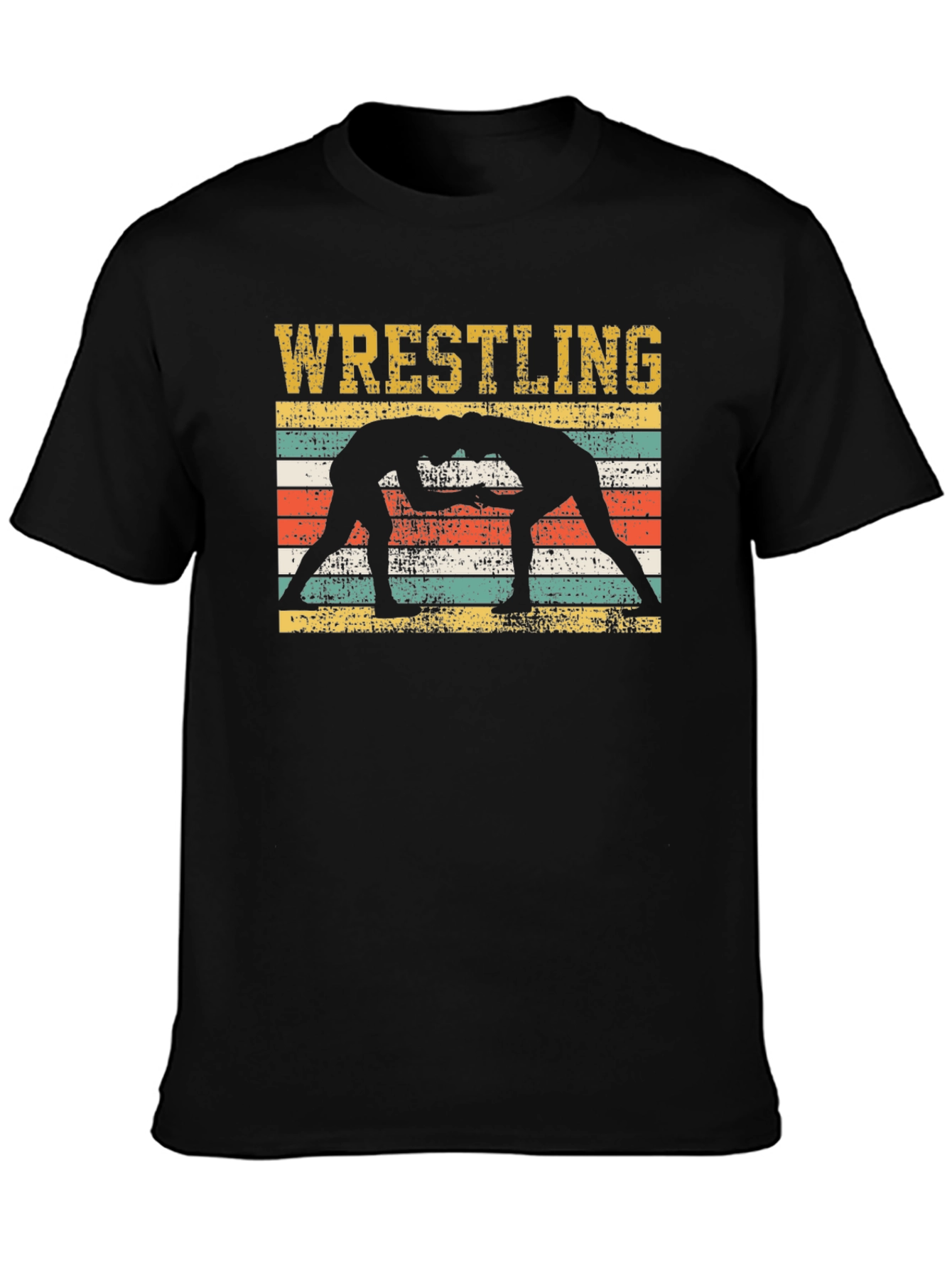 Wrestling Silhouette Graphic Tee - Vintage Style