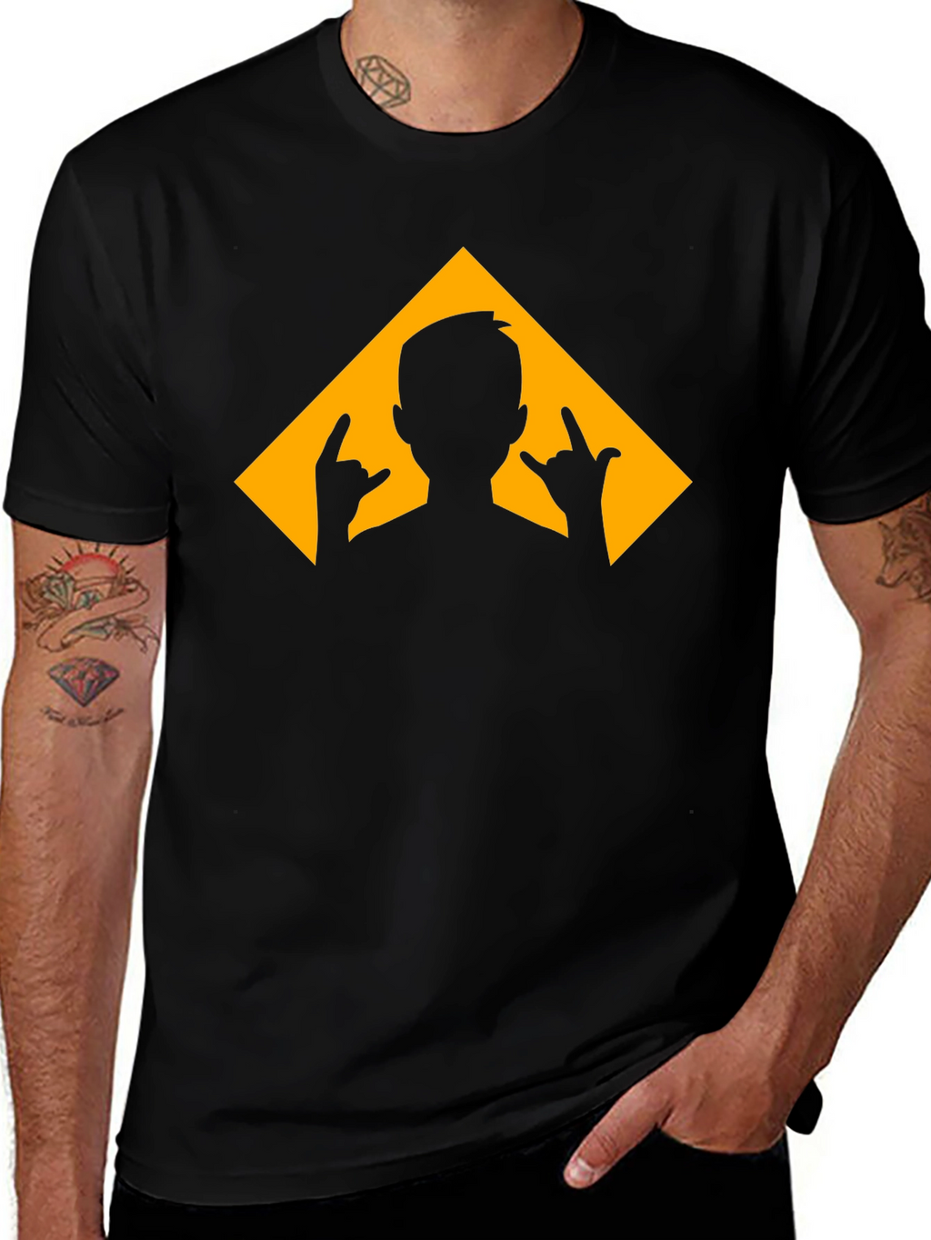 Rock On Triangle Graphic Tee - Black T-Shirt