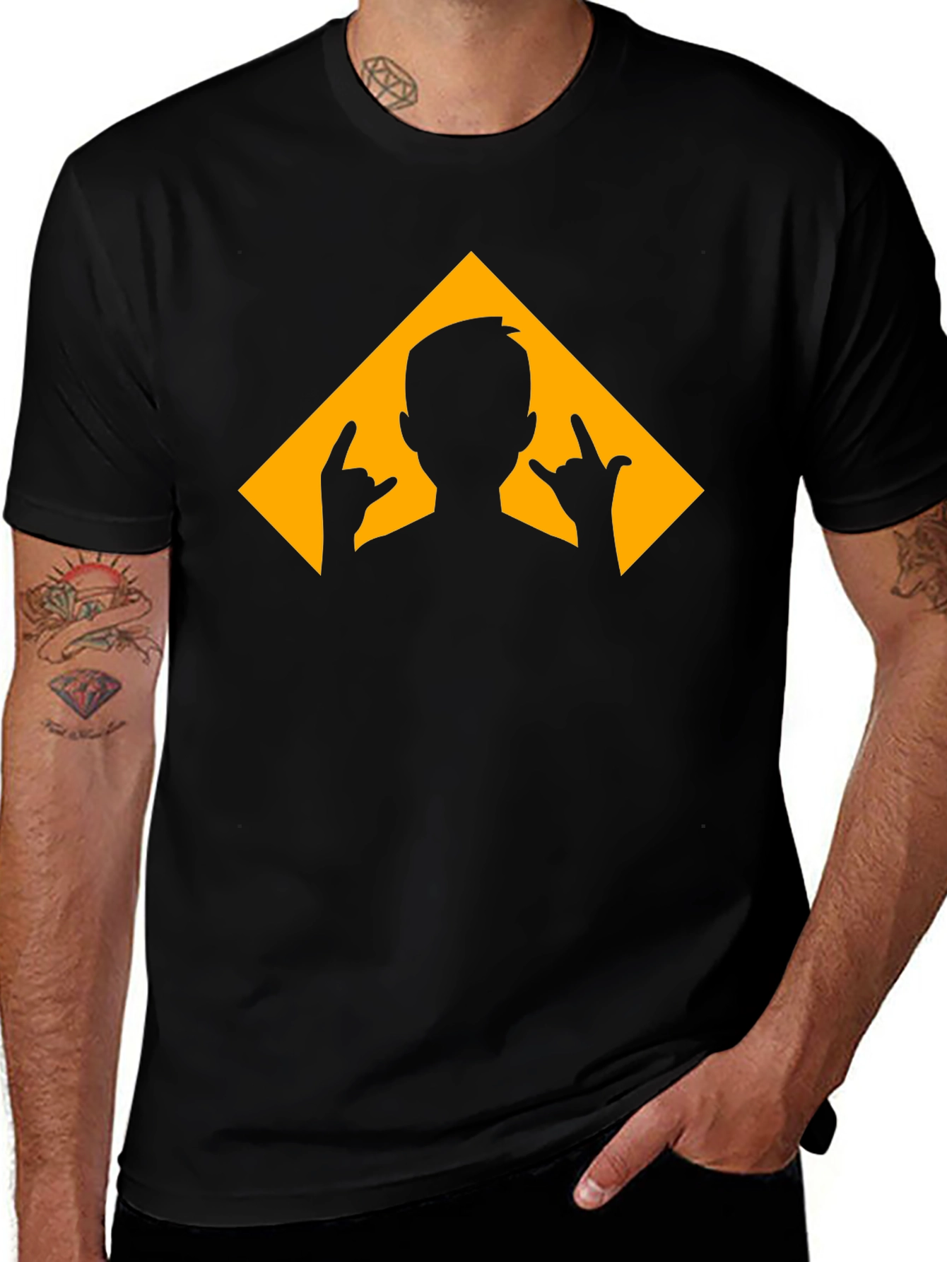 Rock On Triangle Graphic Tee - Black T-Shirt