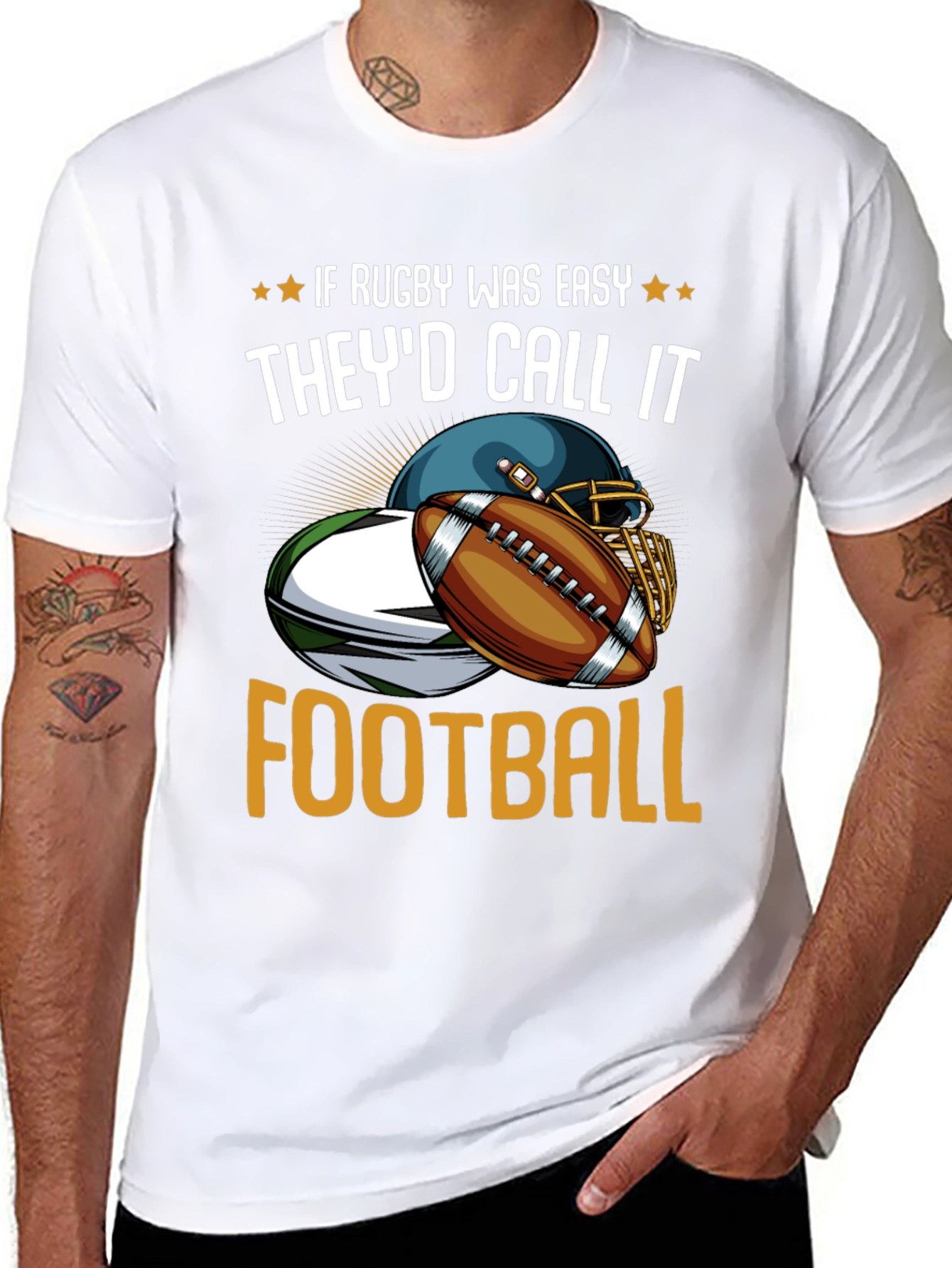 Rugby vs Football Graphic T-Shirt