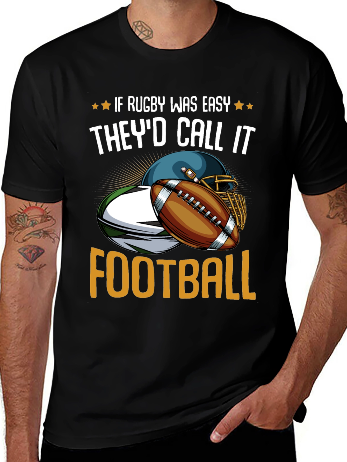 Rugby vs Football Graphic T-Shirt