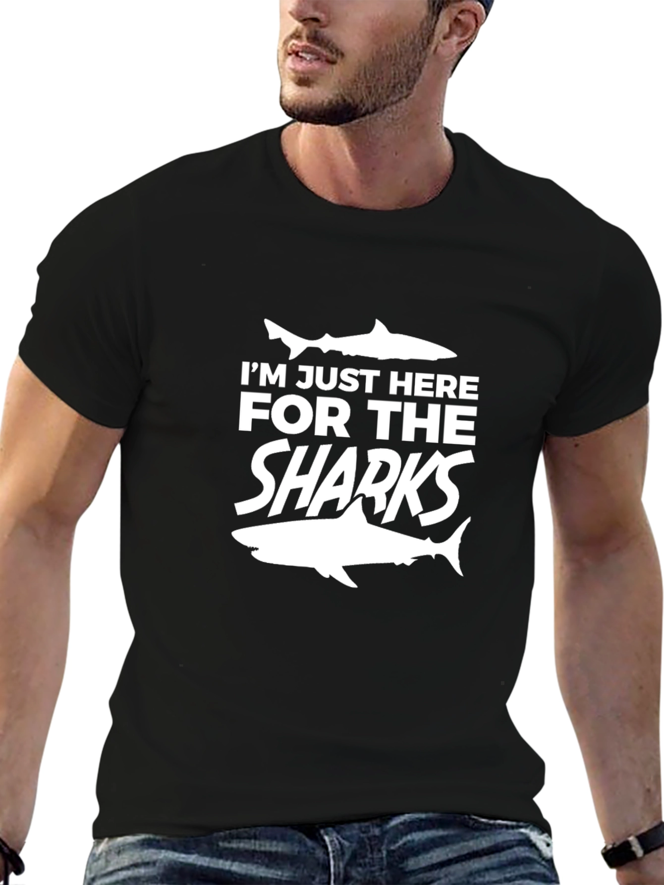 Im Just Here For The Sharks Graphic Tee