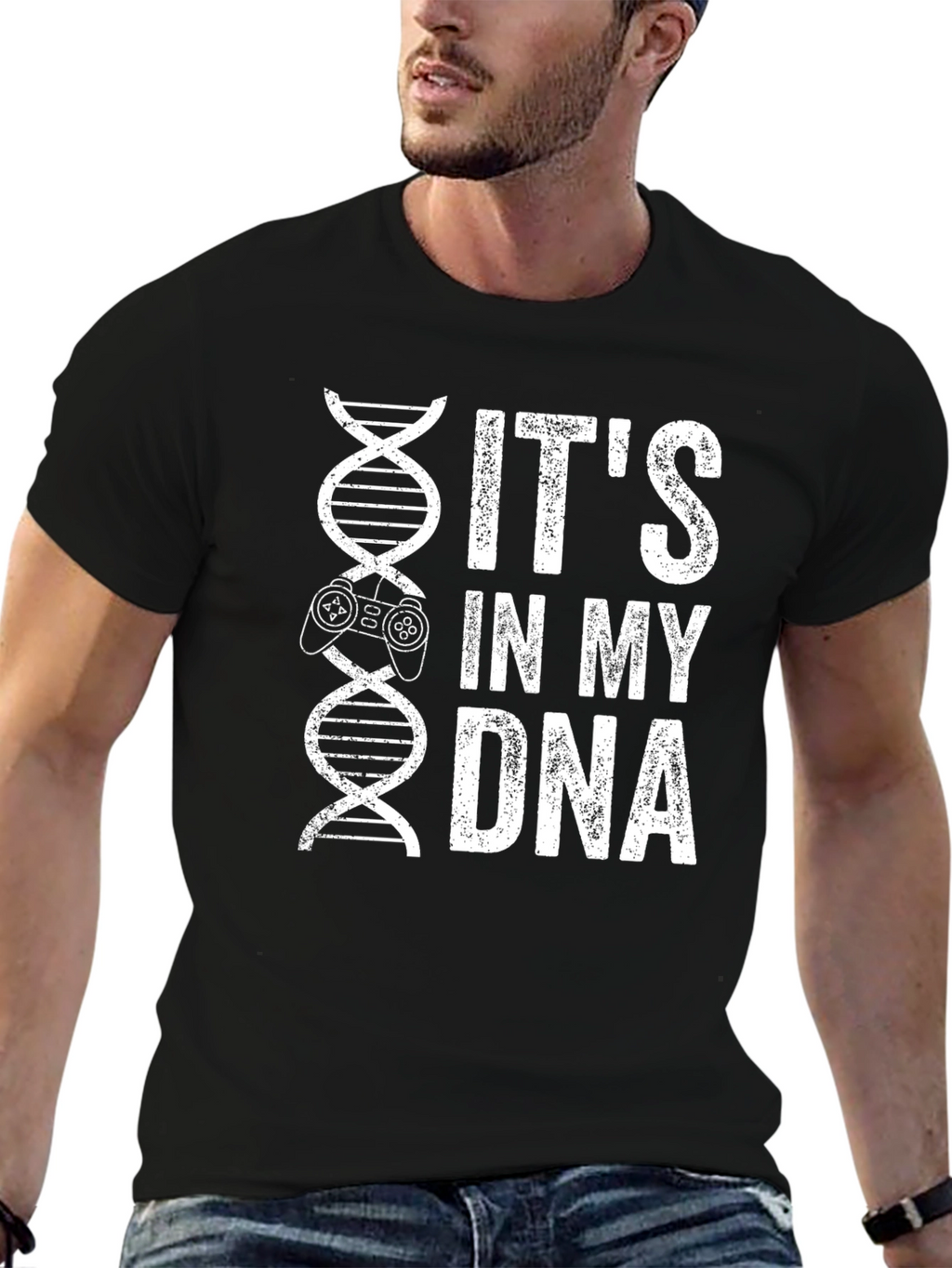 Gamer DNA T-Shirt - Black Cotton Graphic Tee