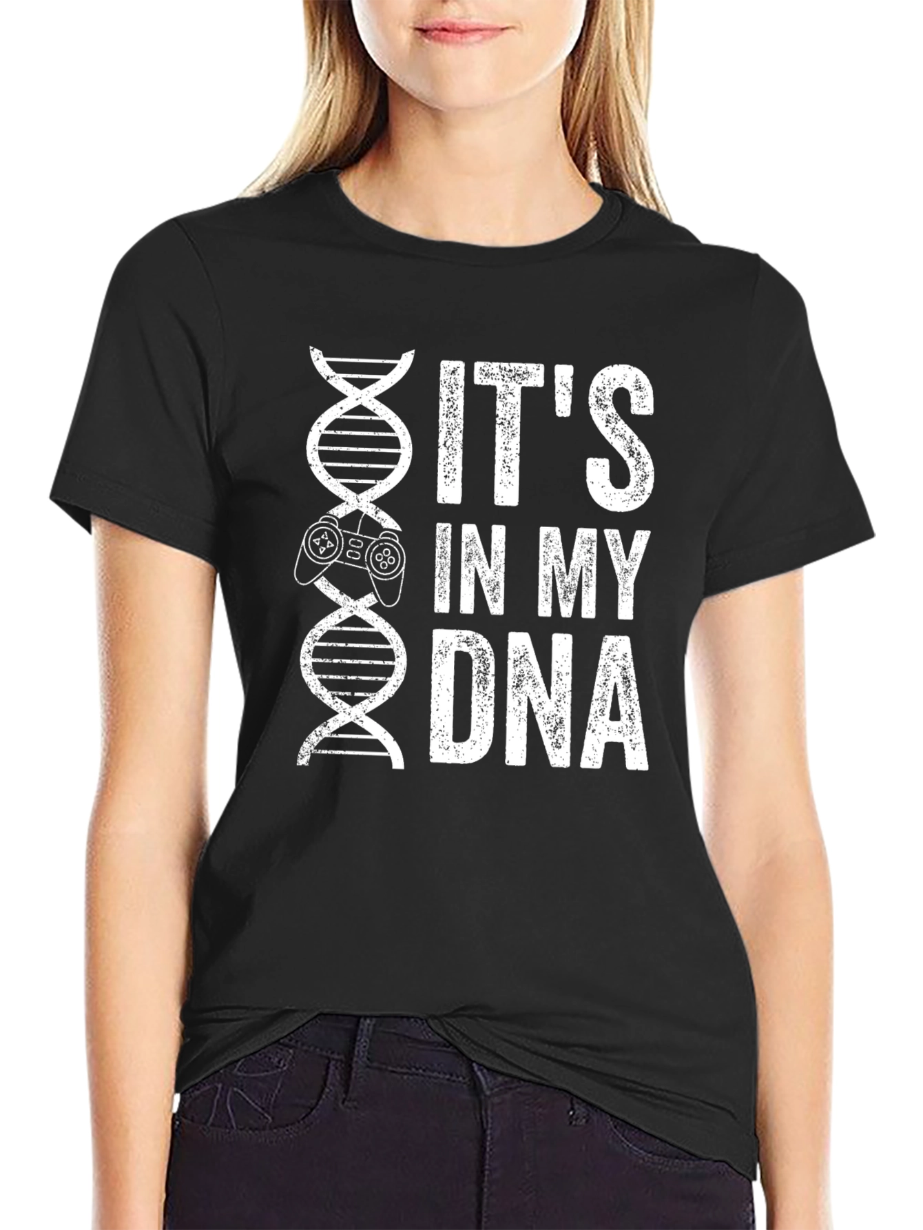 Gamer DNA T-Shirt - Black Cotton Graphic Tee