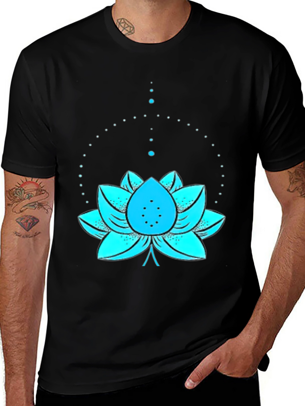 Lotus Flower Graphic Tee - Black