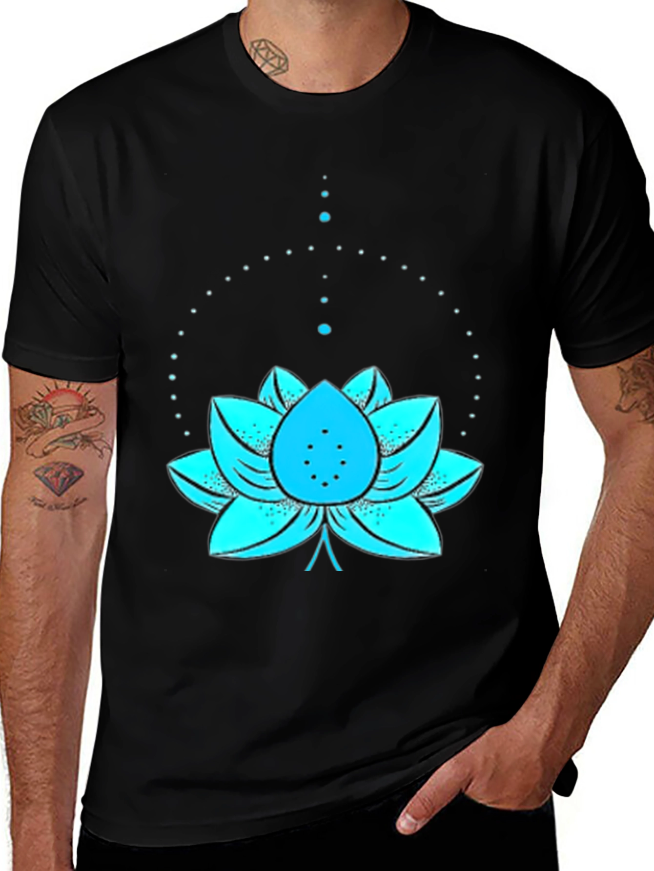 Lotus Flower Graphic Tee - Black