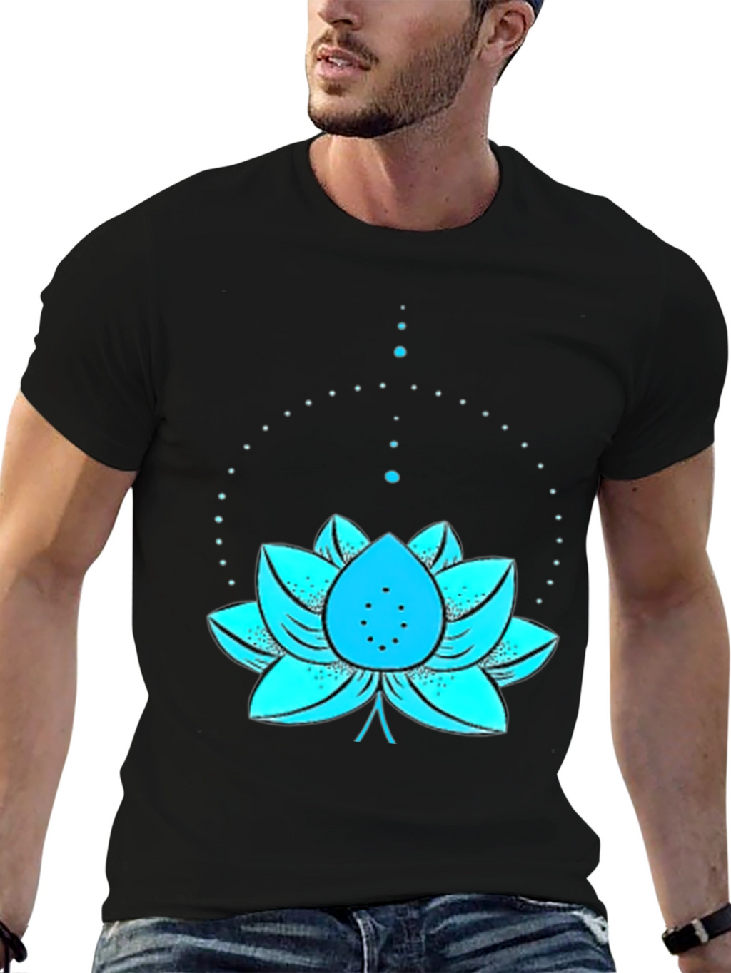 Lotus Flower Graphic Tee - Black