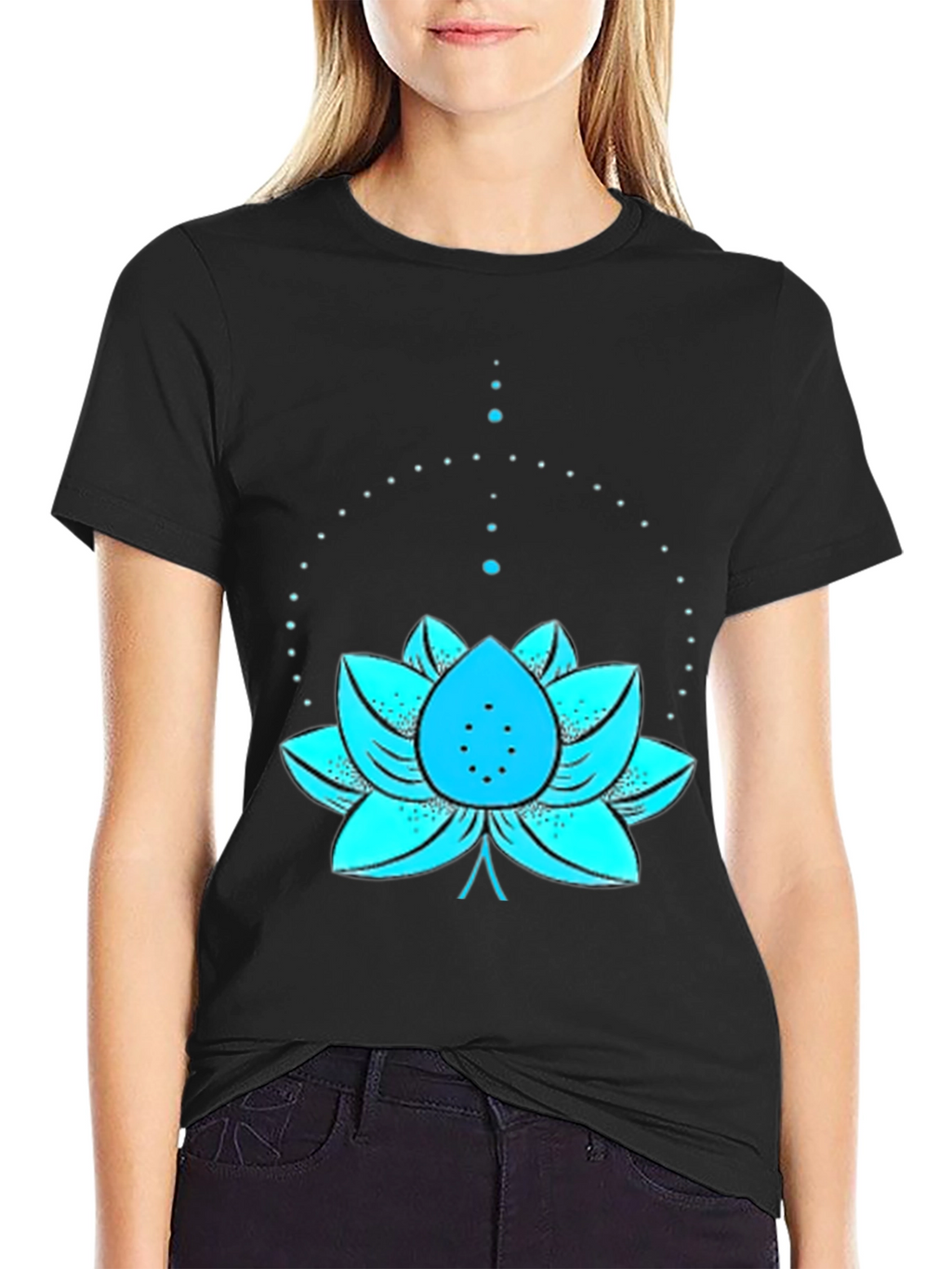Lotus Flower Graphic Tee - Black