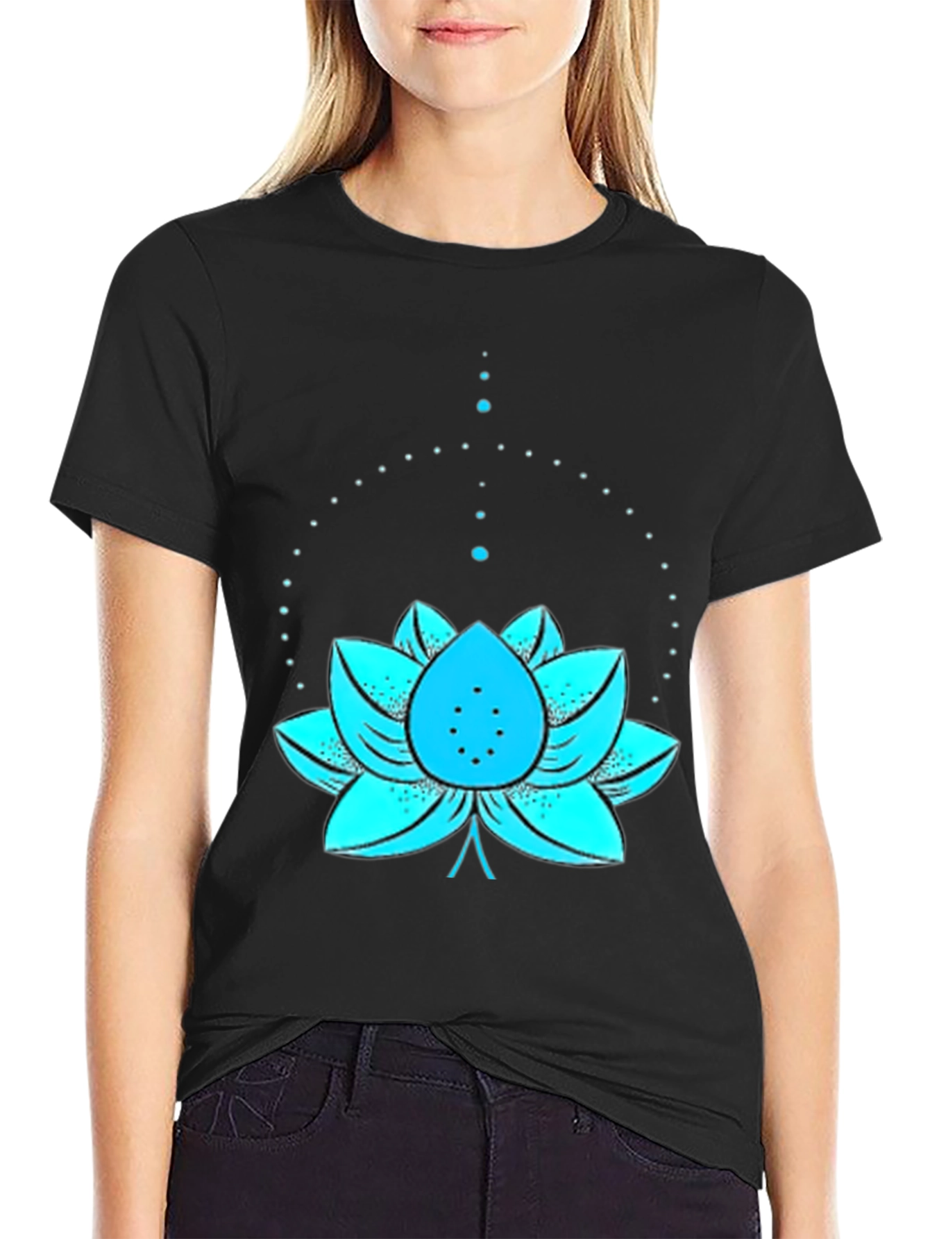 Lotus Flower Graphic Tee - Black