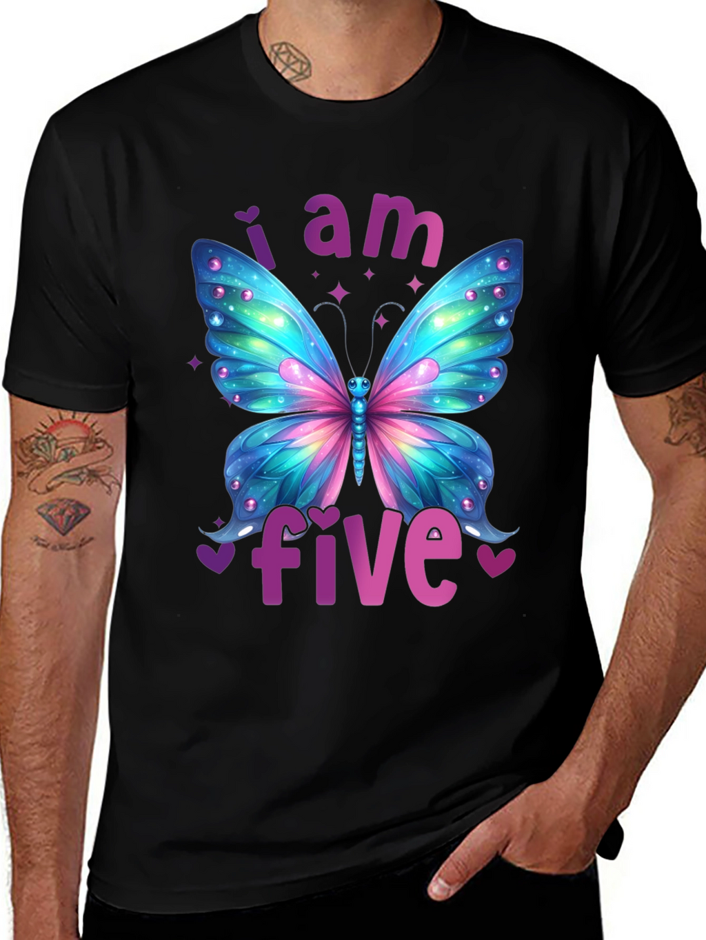 I Am Five Butterfly Birthday T-Shirt