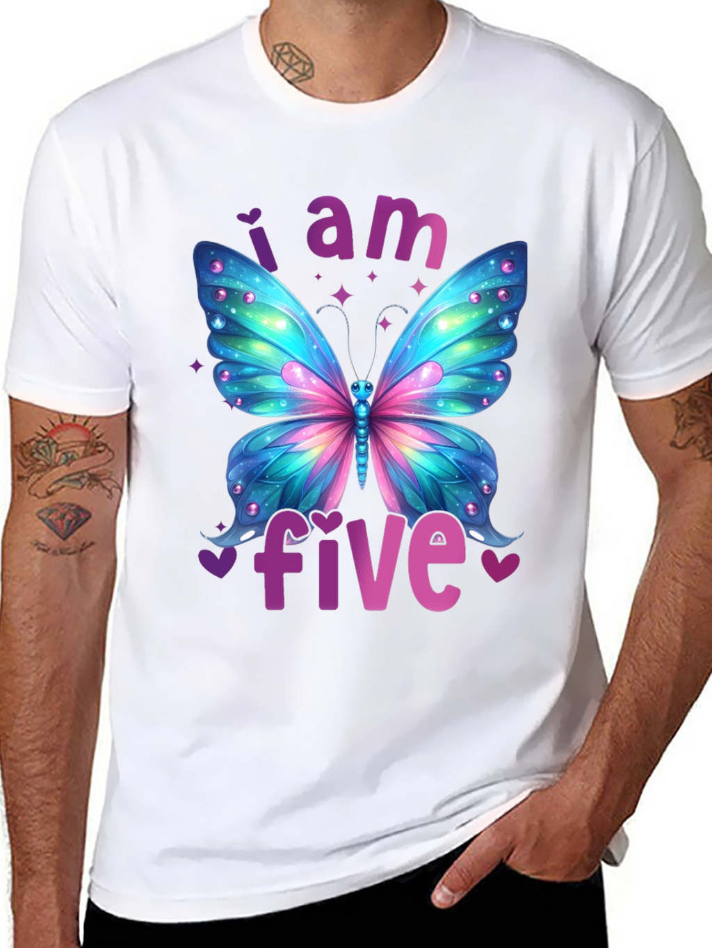 I Am Five Butterfly Birthday T-Shirt