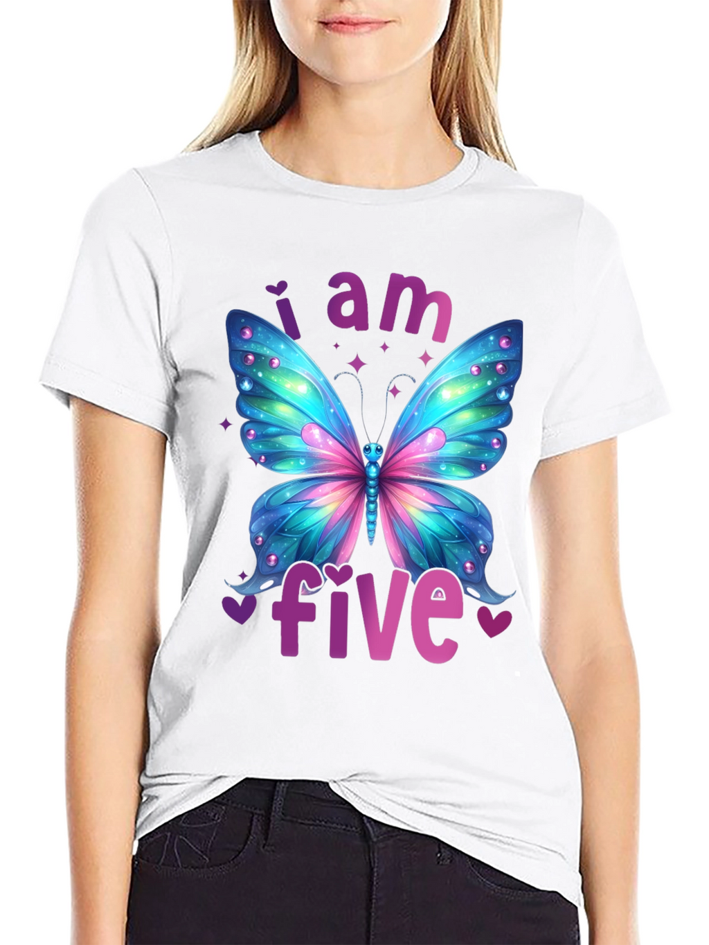 I Am Five Butterfly Birthday T-Shirt