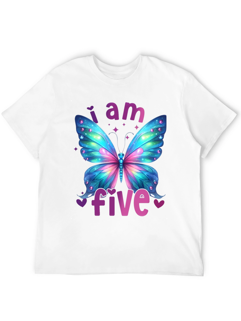 I Am Five Butterfly Birthday T-Shirt