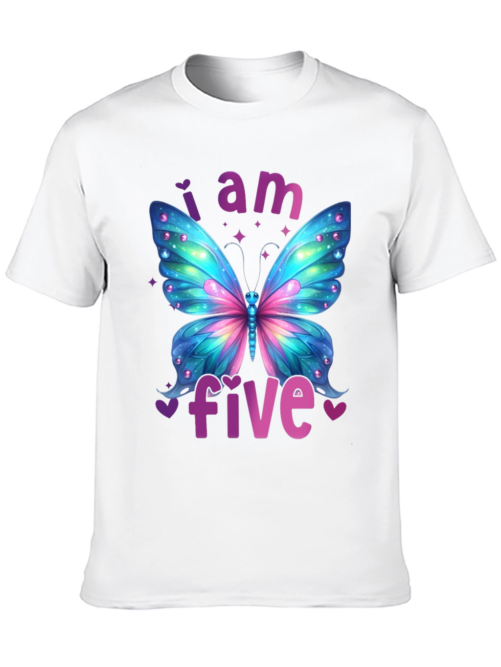 I Am Five Butterfly Birthday T-Shirt