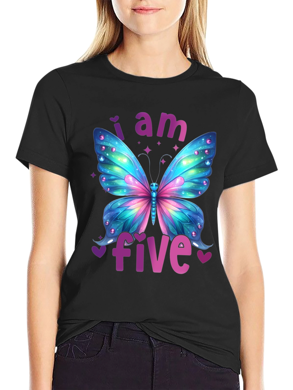 I Am Five Butterfly Birthday T-Shirt