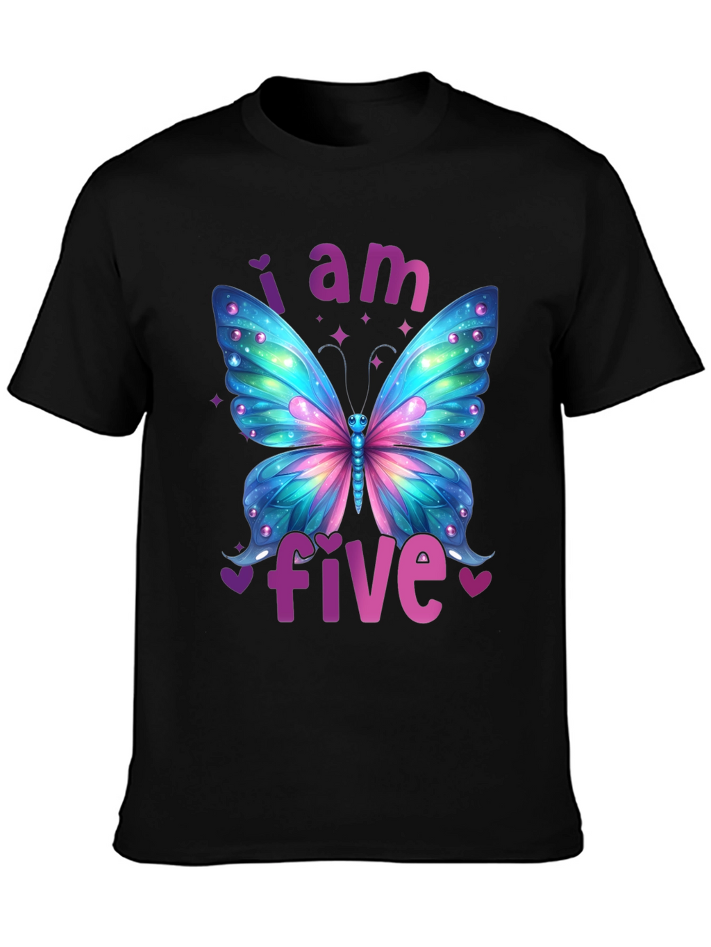 I Am Five Butterfly Birthday T-Shirt
