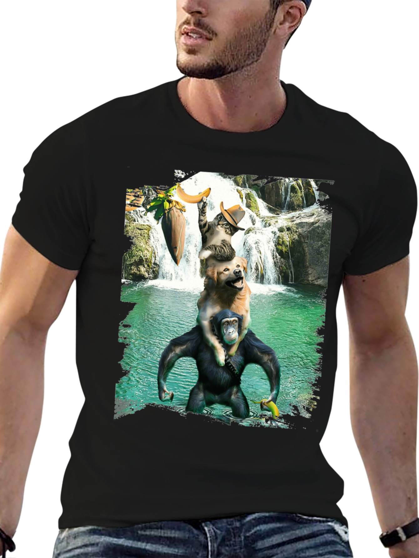 Funny Animal Waterfall Graphic Tee
