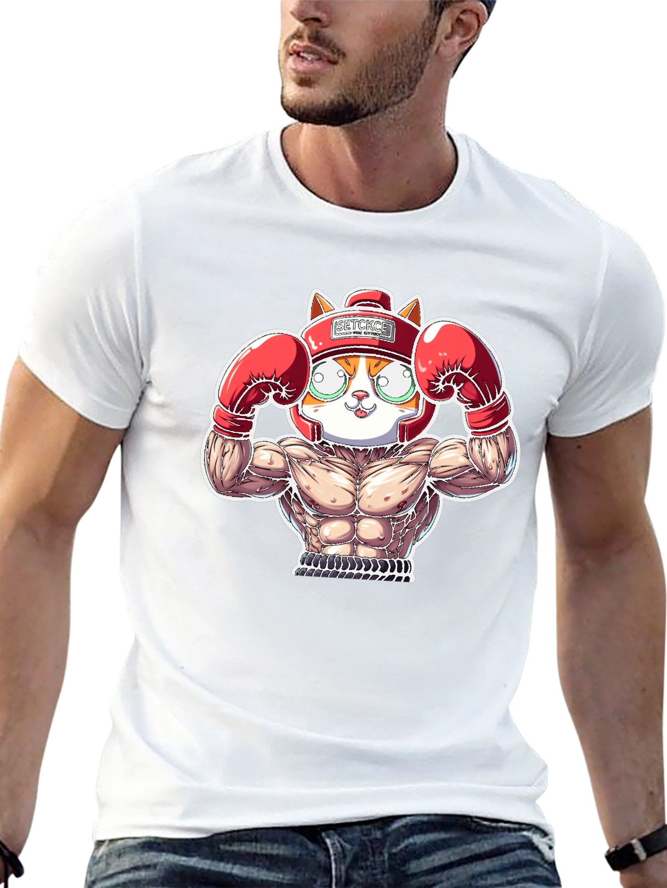 Boxer Cat Graphic Tee - Funny Animal T-Shirt