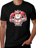 Boxer Cat Graphic Tee - Funny Animal T-Shirt