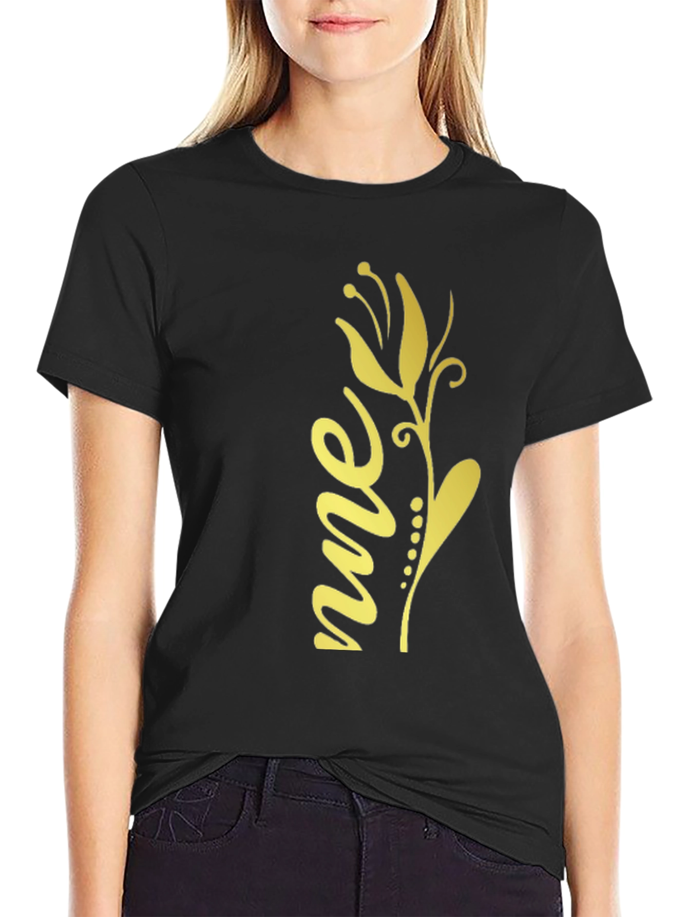 Floral Script Graphic Tee - Black Unisex