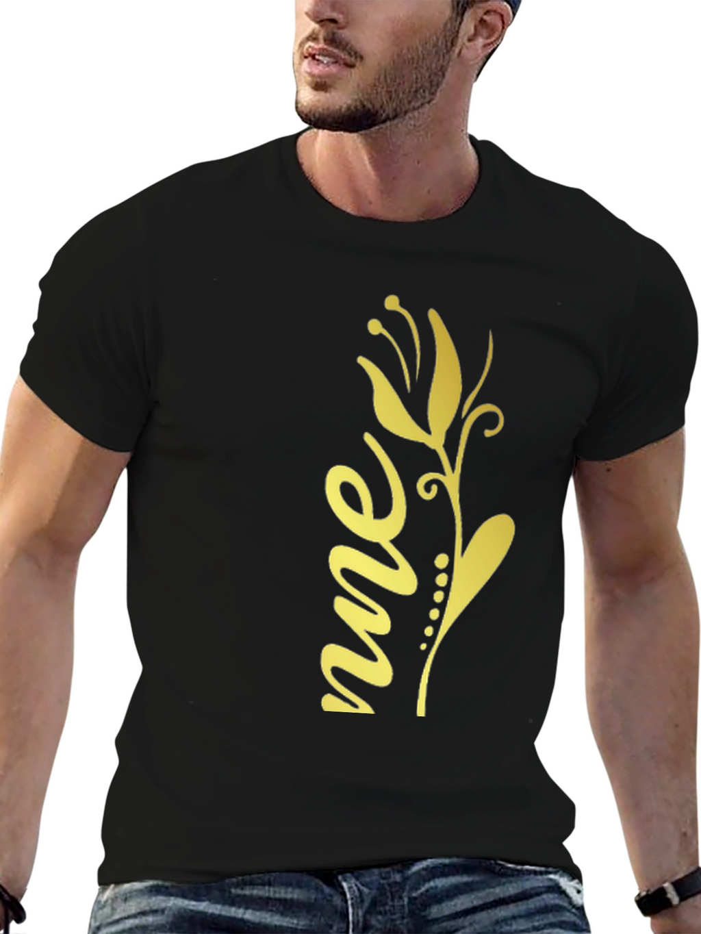 Floral Script Graphic Tee - Black Unisex